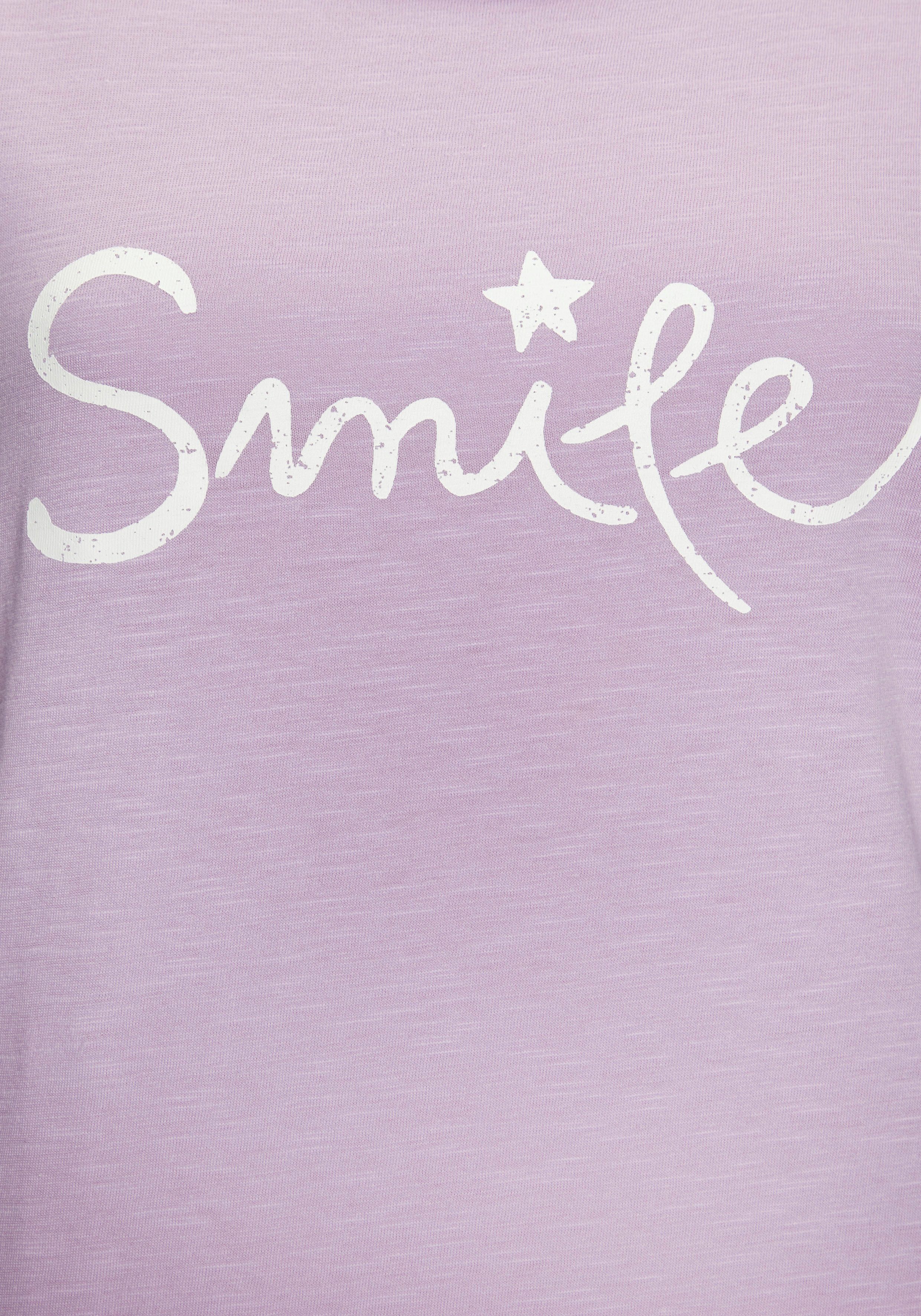 Beachtime T-shirt Met frontprint "Smile" in een zachte katoenkwaliteit
