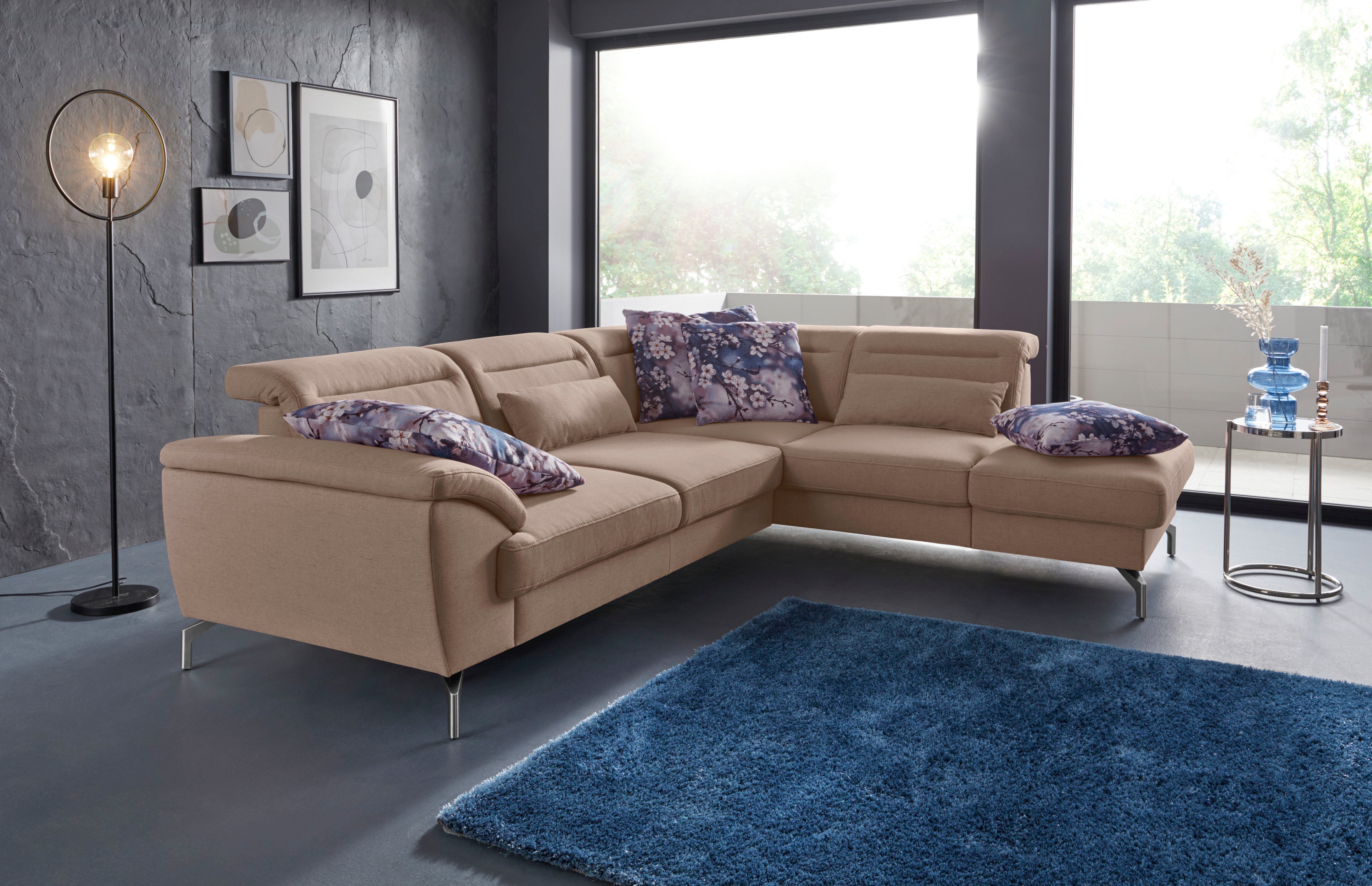 sit&more Hoekbank Percy L-vorm 15 cm poothoogte, zitdiepteverstelling, naar keuze in 2 pootkleuren