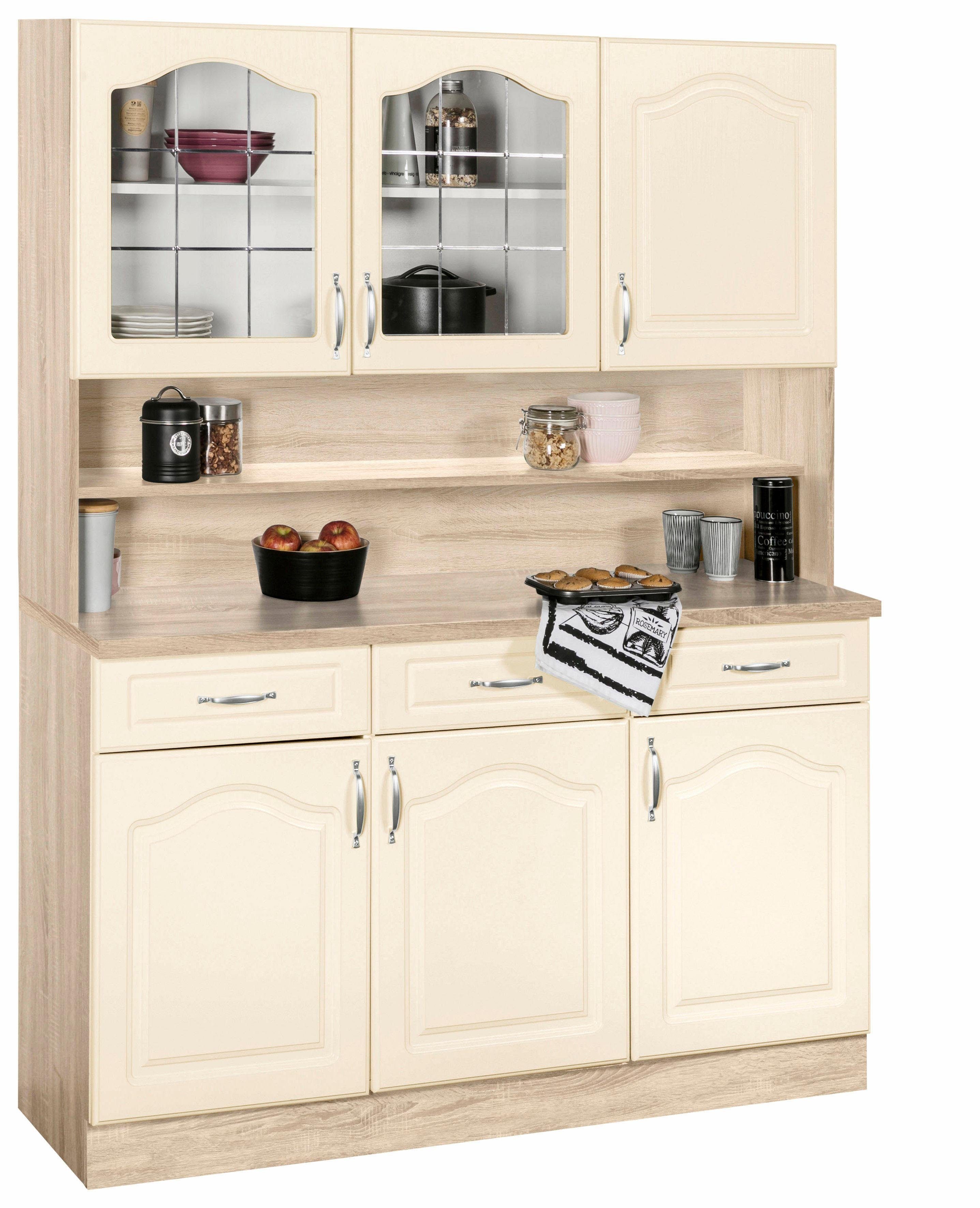 wiho Küchen Keukenbuffet Linz 120 cm breed, in landhuisstijl voorraadkasten beige