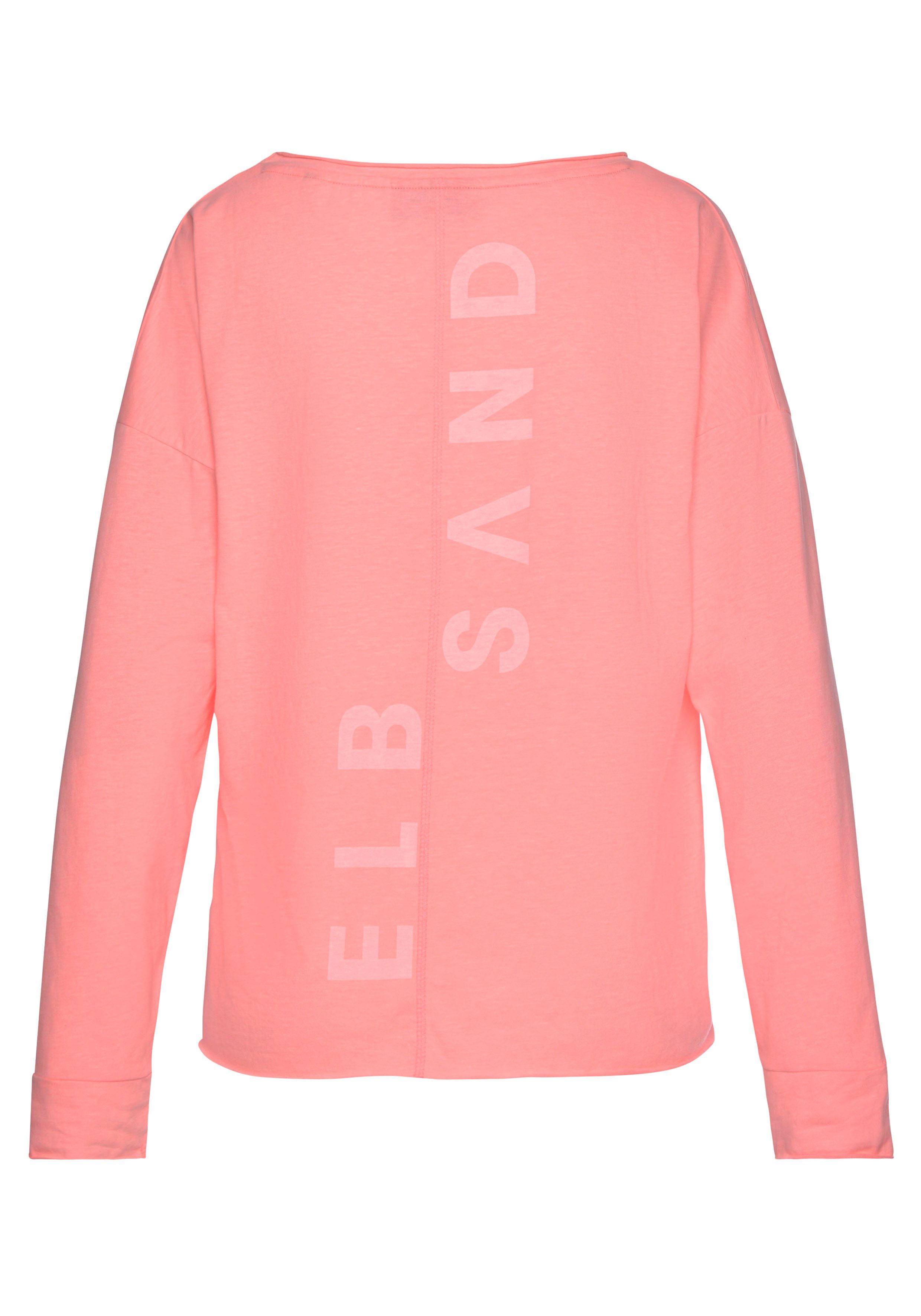 Elbsand Shirt met lange mouwen Raina met logoprint op de rug, longsleeve van katoenmix