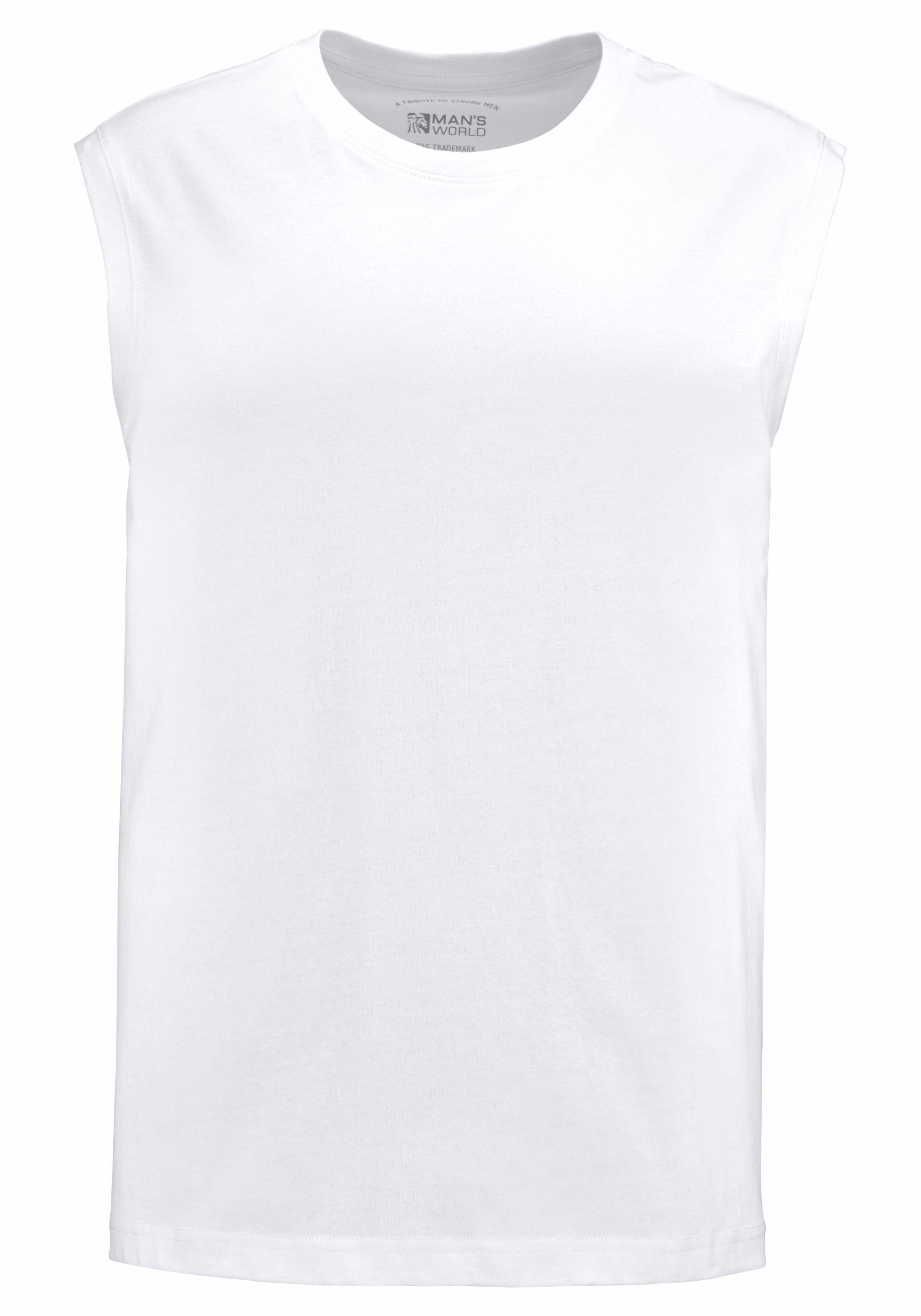 Man's World Muscle-shirt mouwloos, basic stijl, effen, ronde hals (3-delig, Set van 3)
