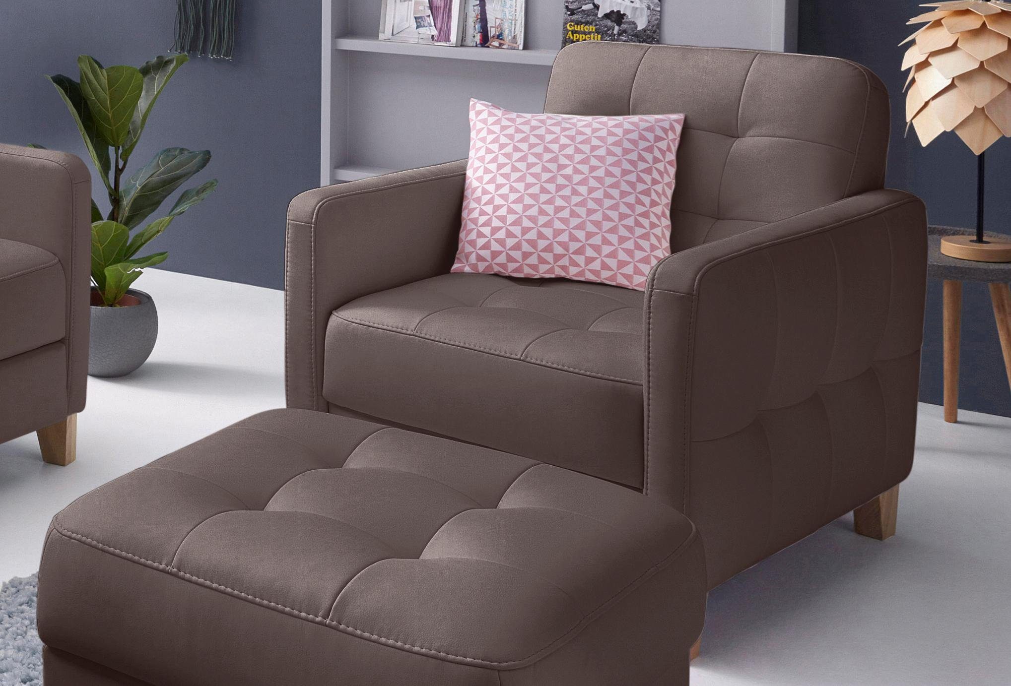 exxpo - sofa fashion Fauteuil Elio, loungesessel, verfijnde detailverwerking, comfortabel en modern fauteuils bruin