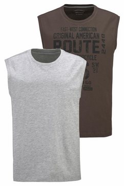 man's world muscle-shirt van puur katoen (set, 2-delig, set van 2) grijs