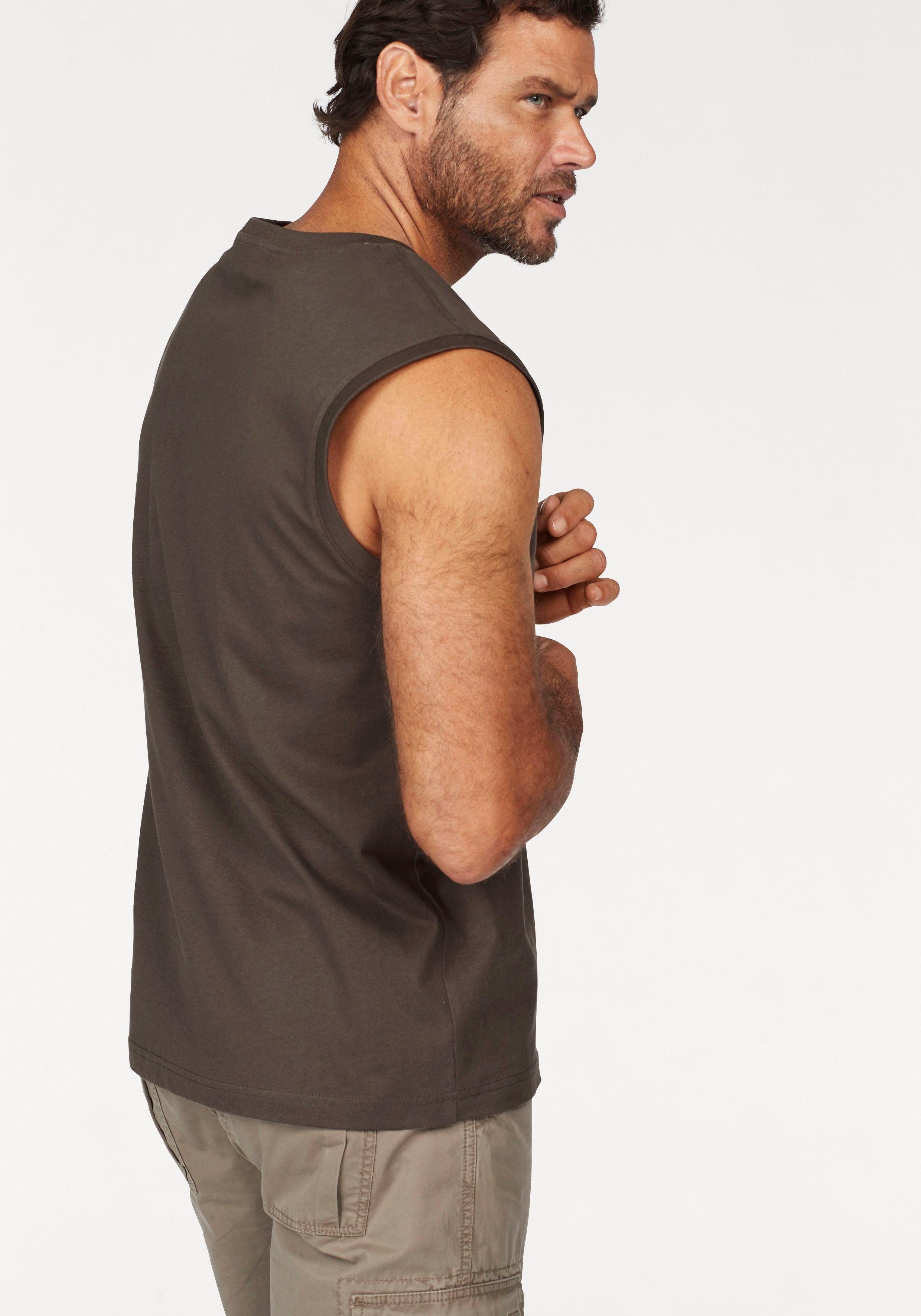 Man's World Muscle-shirt mouwloos, bedrukt, ronde hals, van 100% katoen (2-delig, Set van 2)