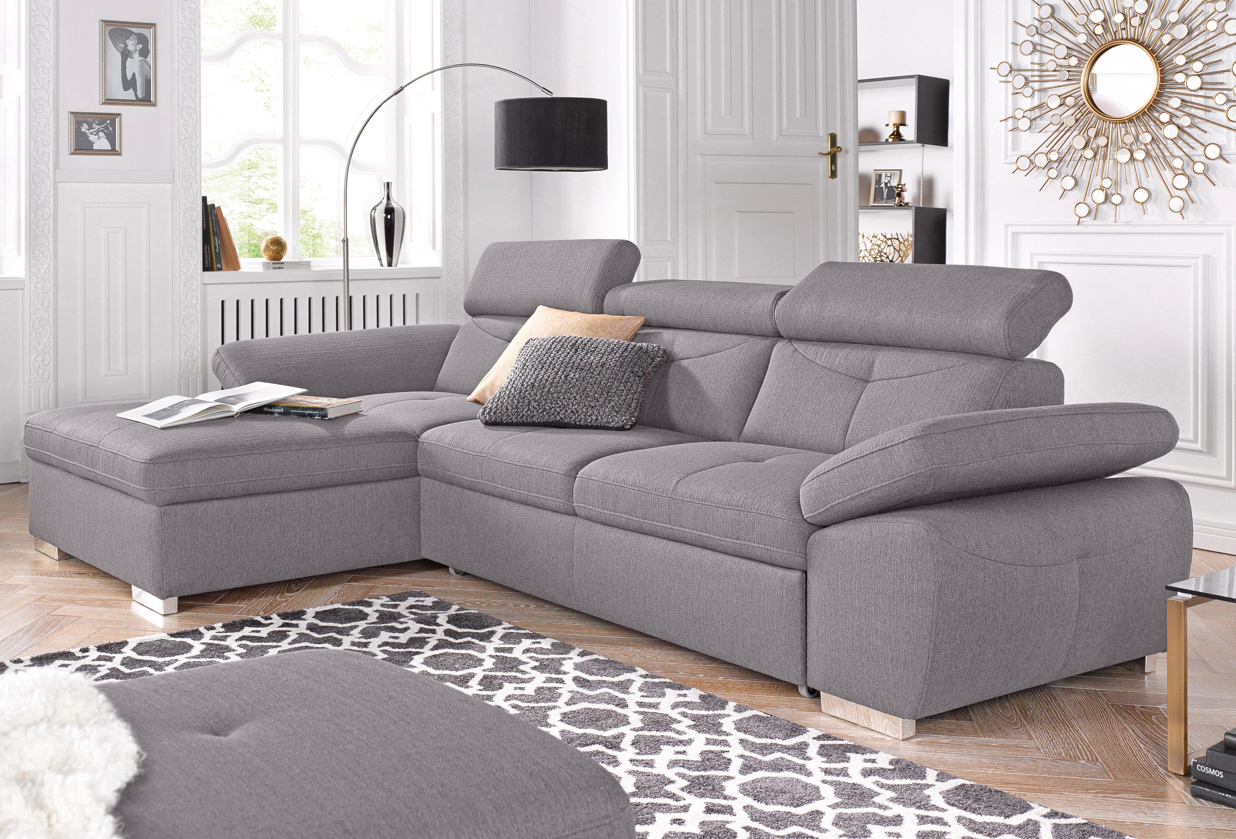 exxpo - sofa fashion Hoekbank Spring, super comfortabel, met armleuning- en hoofdeindefunctie, OTTOs Choice zilver(kleur), hoekbanken, 284 cm