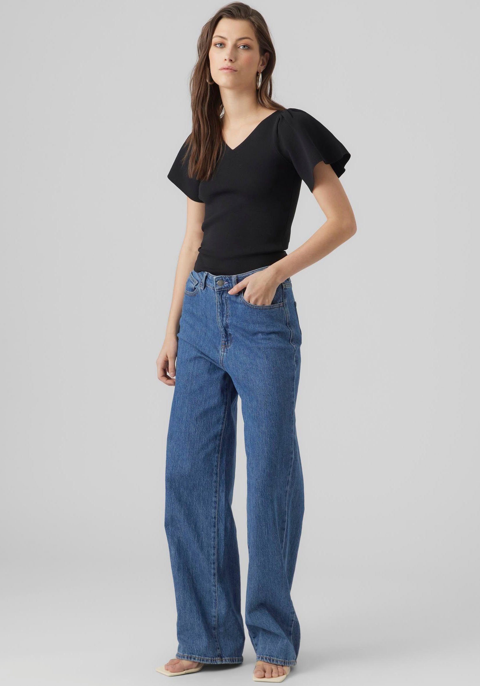 Vero Moda Gebreide trui VMGINNY SS V-NECK PULLOVER NOOS