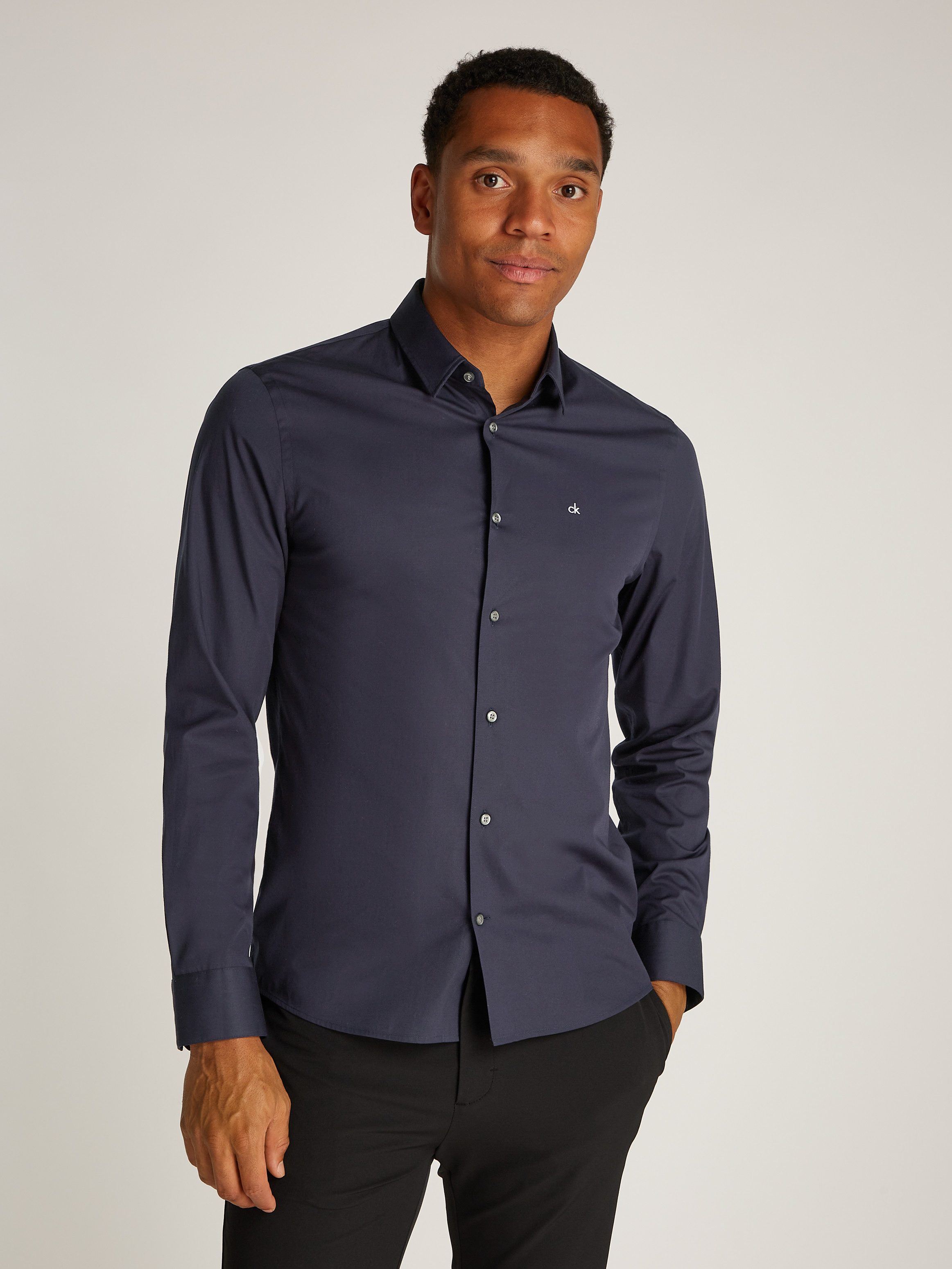 Calvin Klein Overhemd met lange mouwen SLIM FIT STRETCH POPLIN