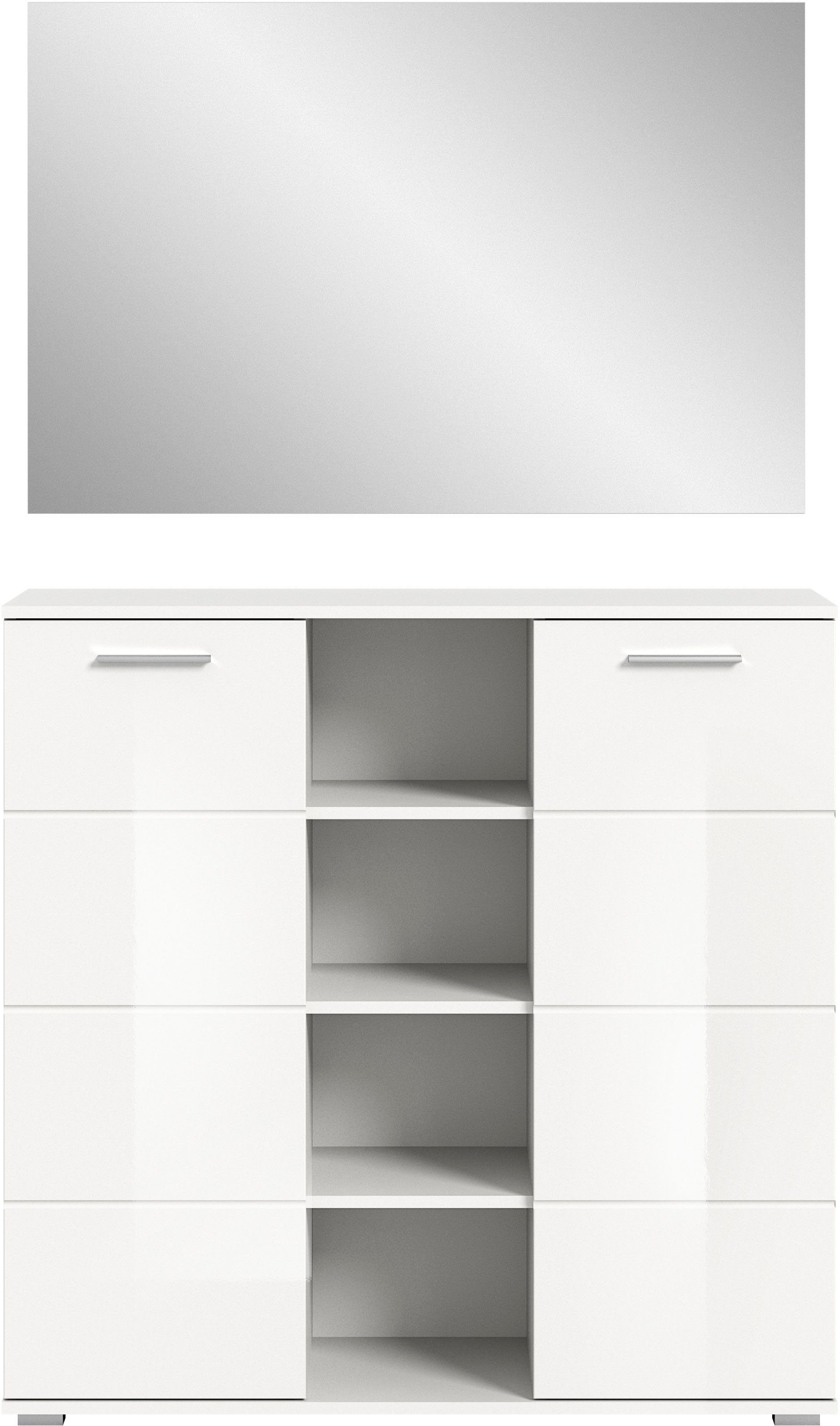 INOSIGN Halmeubelset Valge, Breedte 110 cm, 2-delig Set, bestaande uit: Highboard en Spiegel (2-delig)