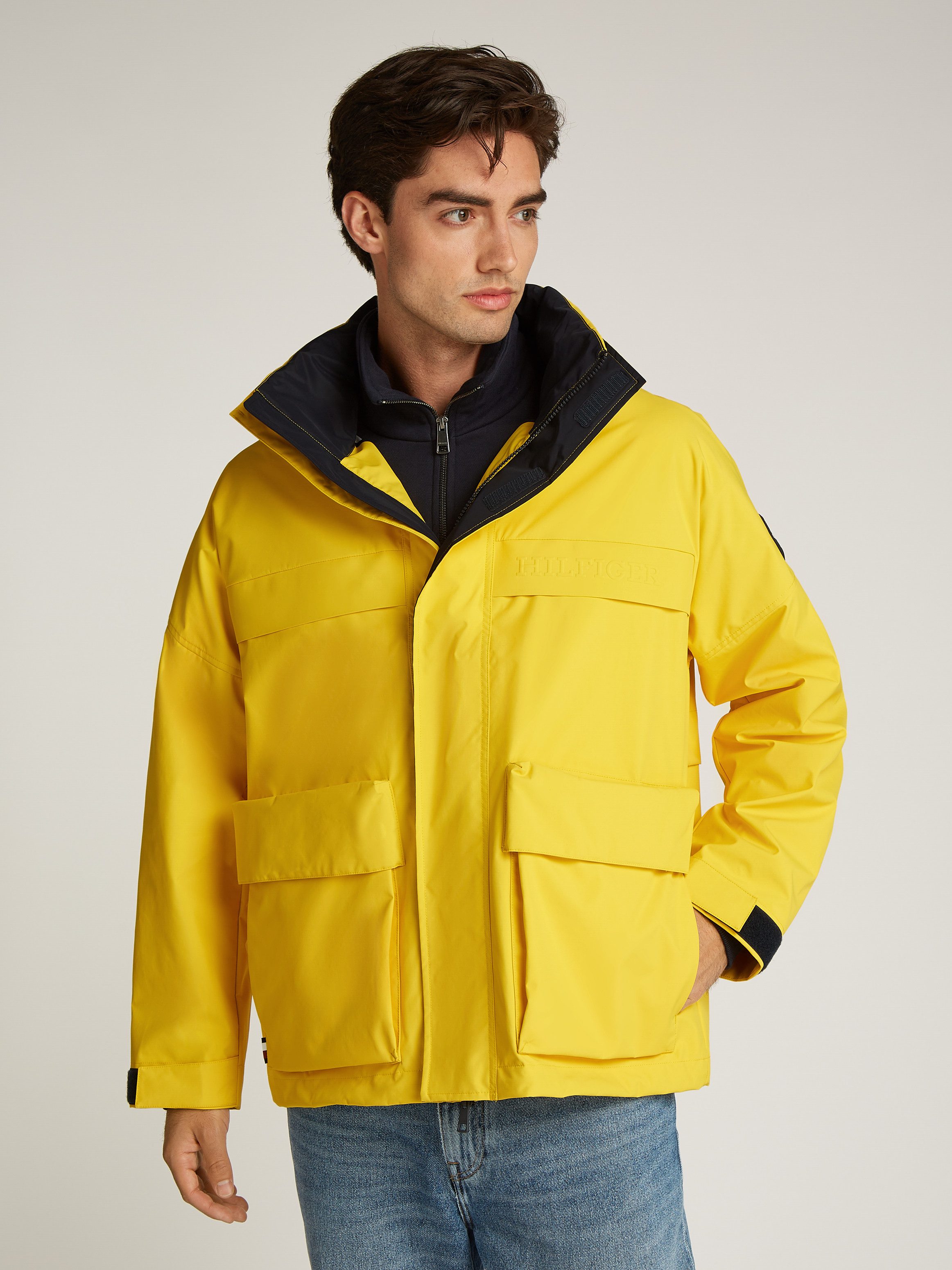 Tommy Hilfiger Outdoorjack REGATTA MID LENGTH JACKET opbergbare capuchon met ritsvak
