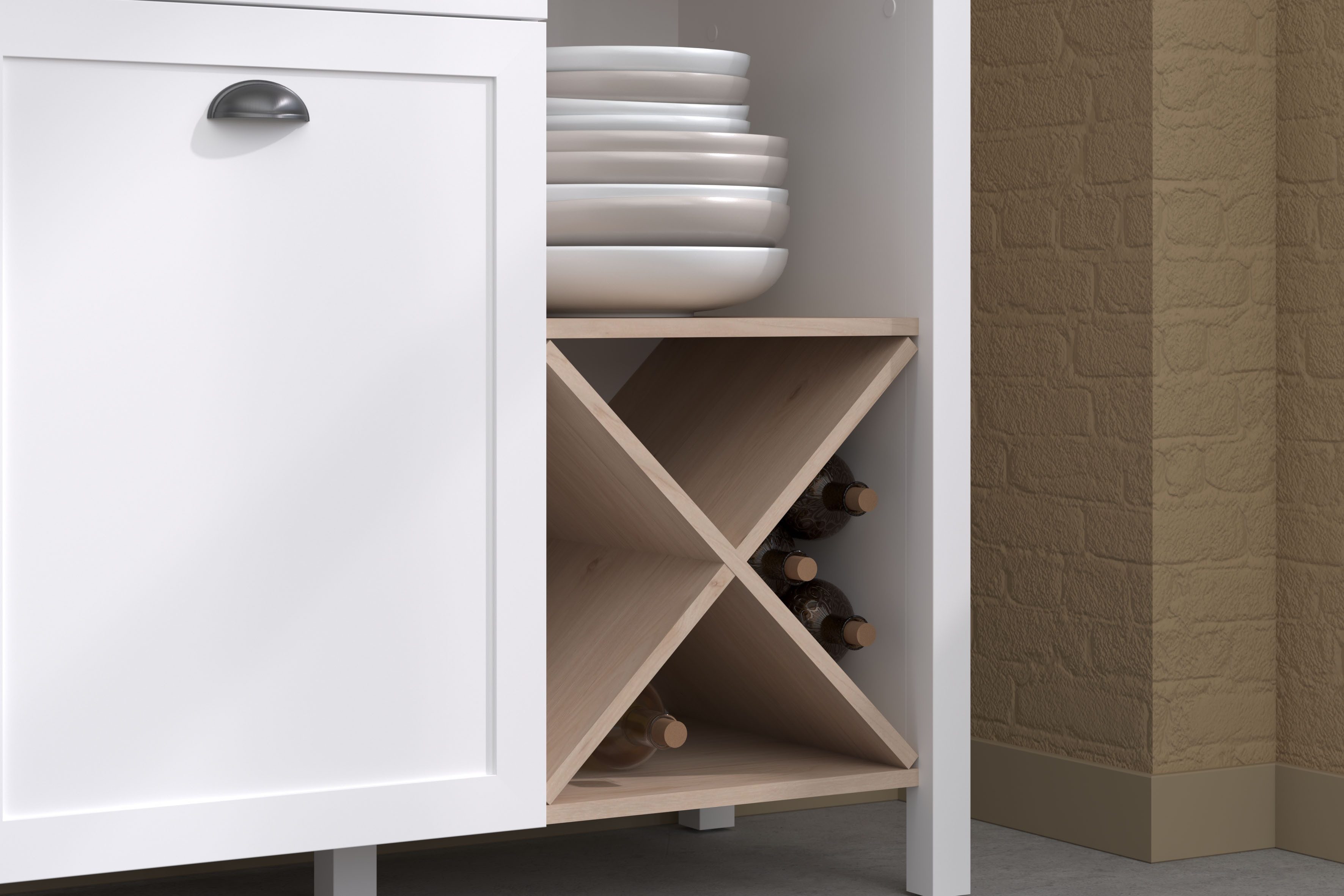 Parisot Kastenset Cottage 1 Veel opbergruimte, flessenrek, metalen handgrepen, MDF, melamine gecoat (set, 2-delig)