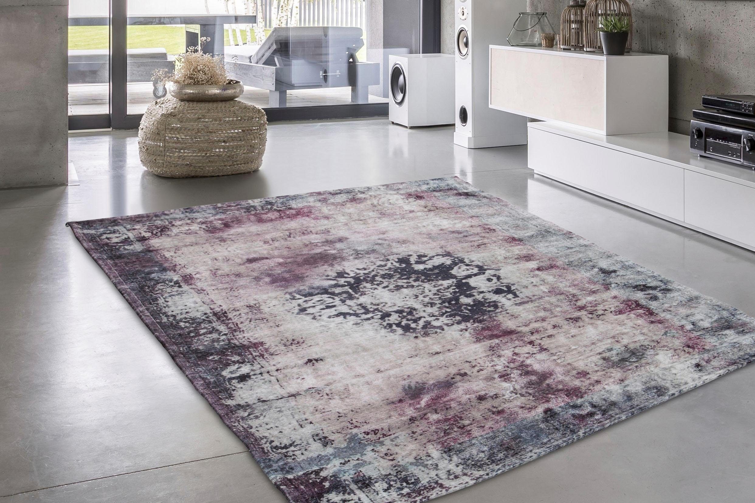 my home Vloerkleed Nelio Vintage-design, used look, korte pool, vloerkleed met randdessin