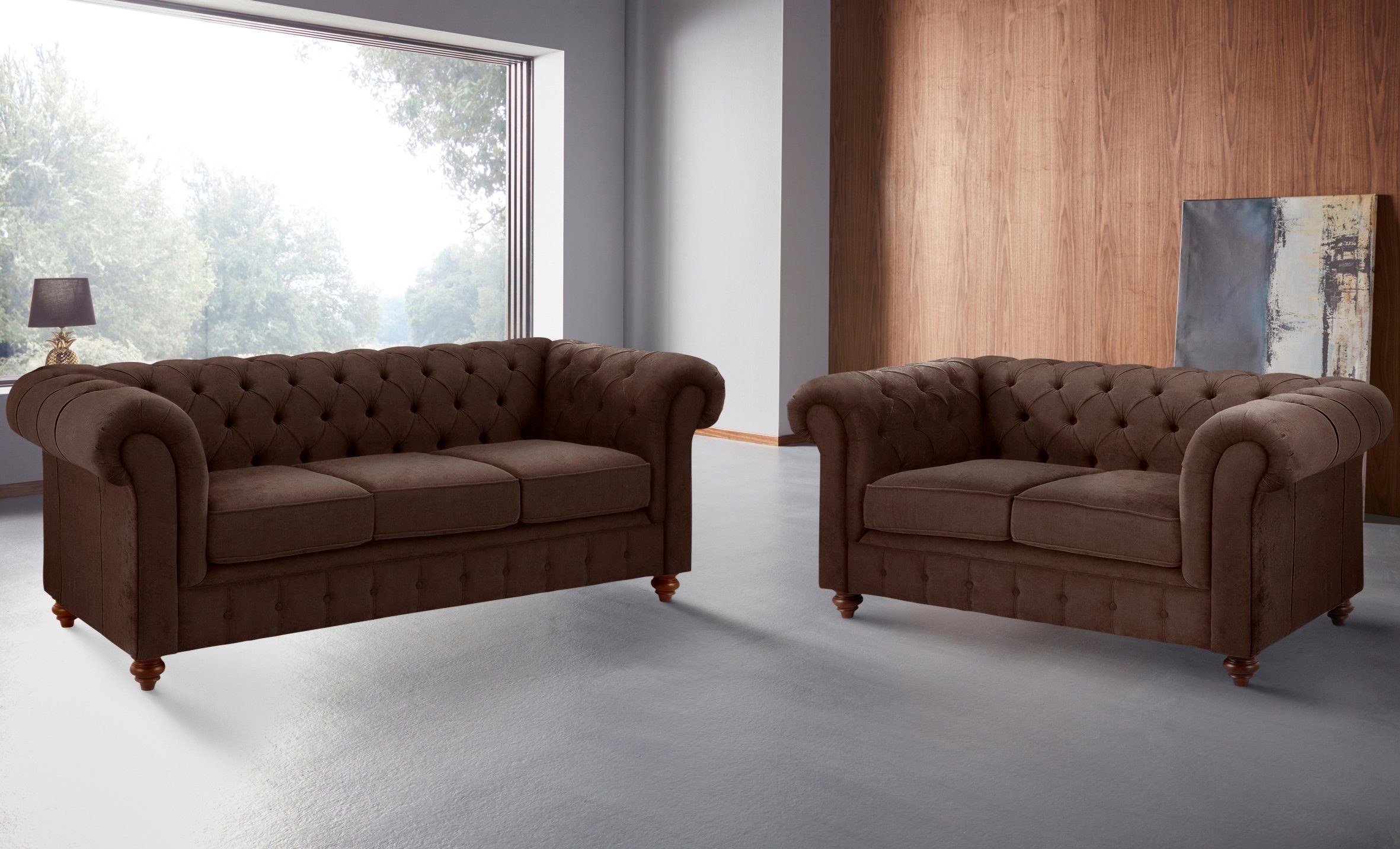 Home affaire Zithoek CHESTERFIELD hoogwaardige knoopdetails, bestaande uit 2- en 3-zitsbank (2-delig)