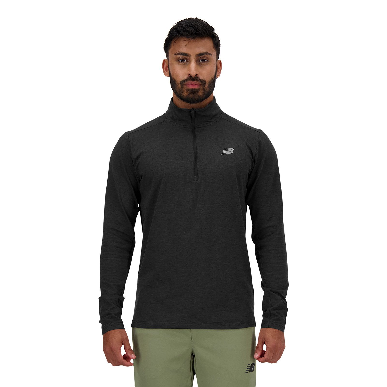 New Balance Space Dye 1 4 Zip Top Black- Heren Black