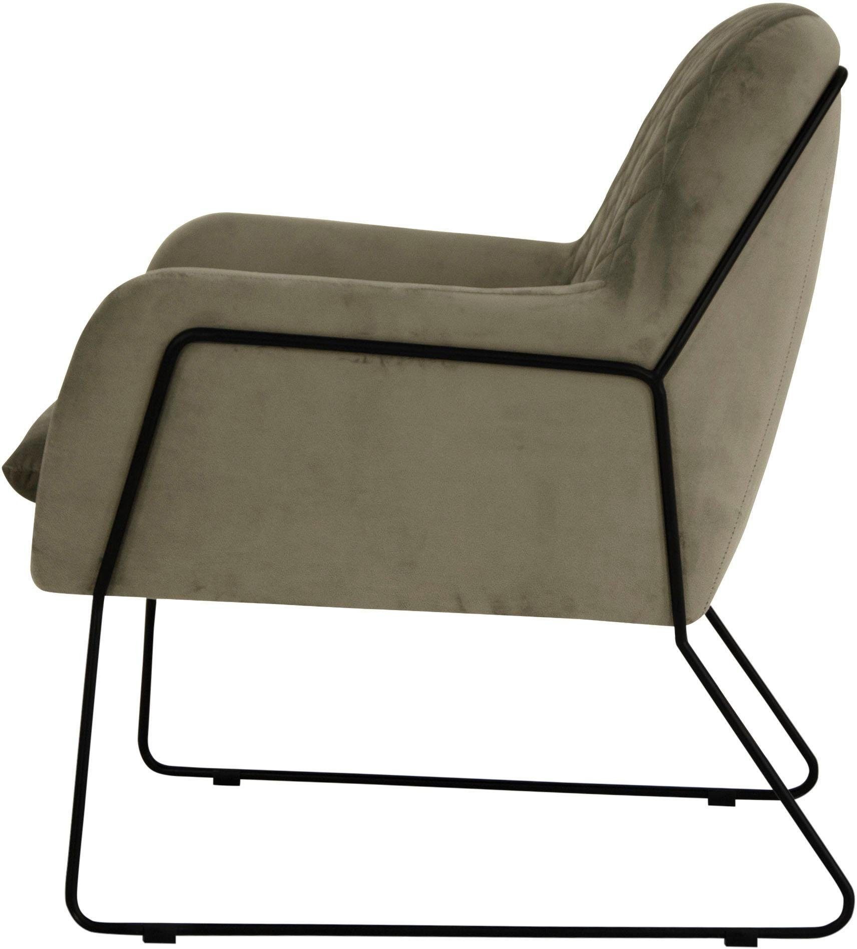 Leonique Fauteuil Olo cocktailsessel met ruit-stempeldruk in de rugleuning en beugelonderstel van metaal