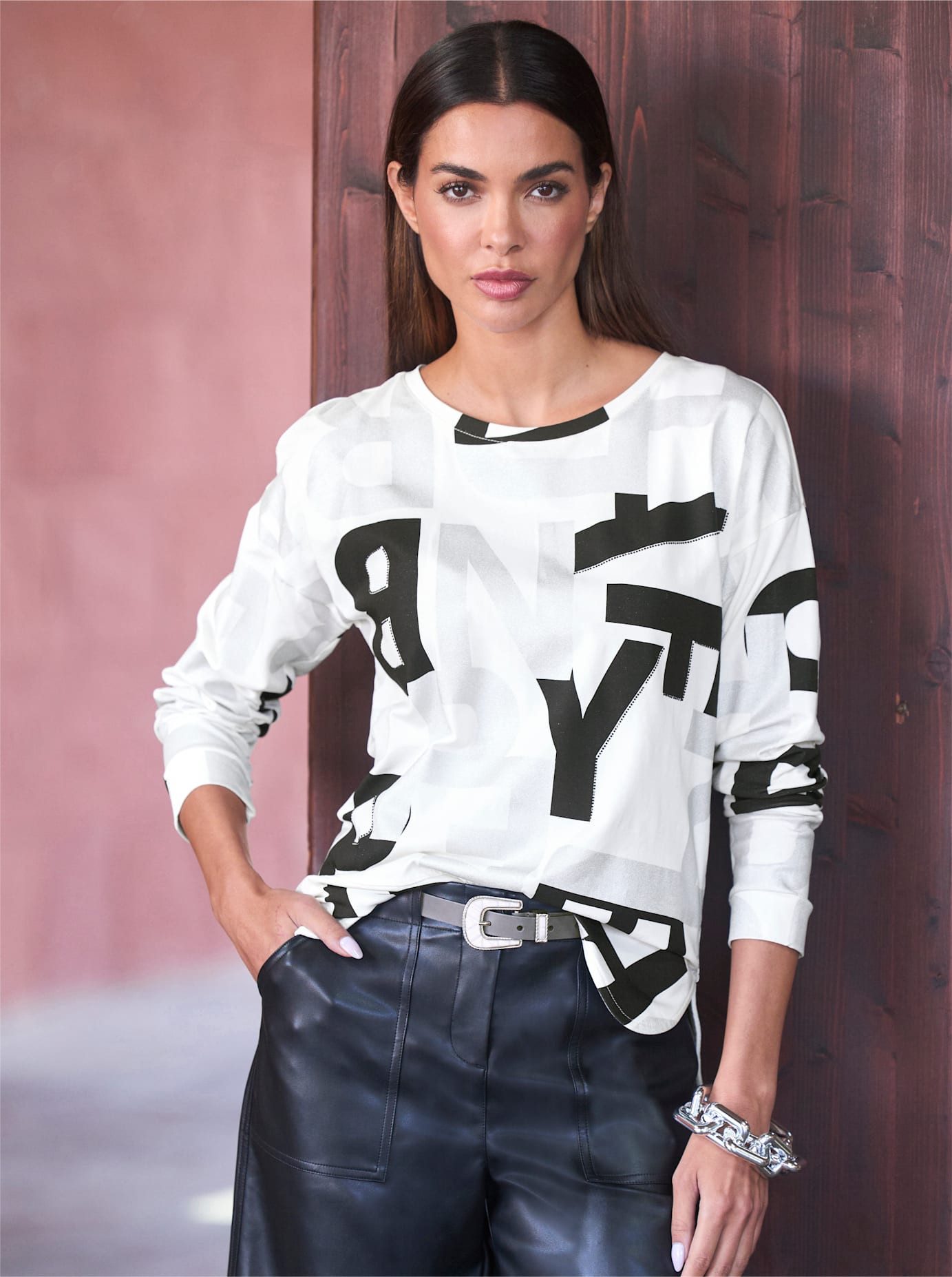 Heine Shirt met ronde hals Gedessineerd shirt (1-delig)