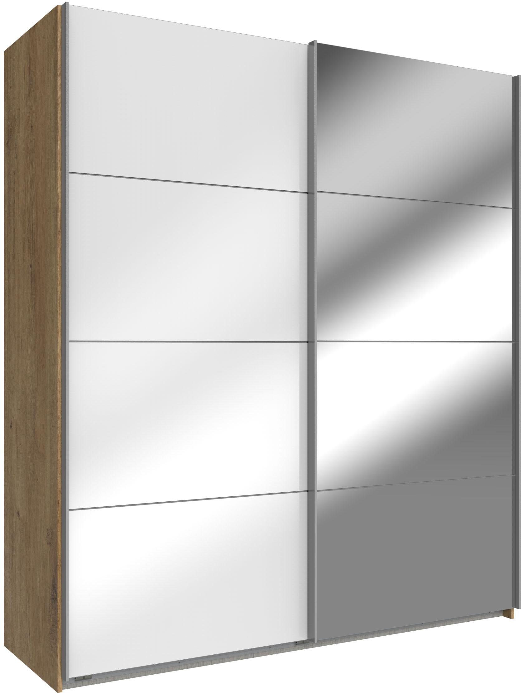 Wimex Zweefdeurkast Easy met glas en spiegel zweefdeurkasten maat 135 cm x 210 cm x 65 cm beige