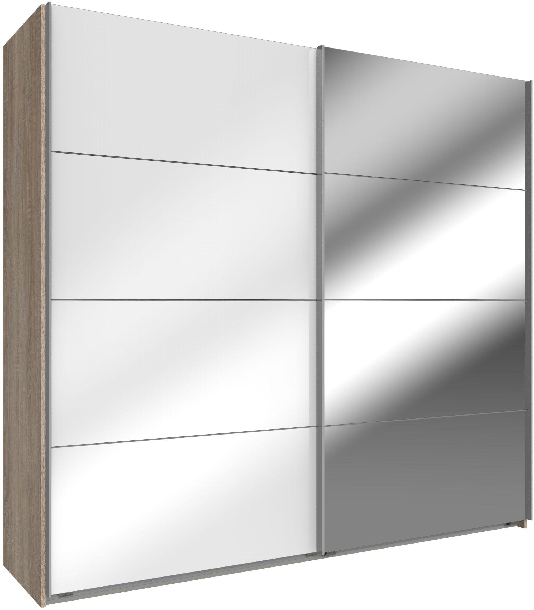 Wimex Zweefdeurkast Easy met glas en spiegel zweefdeurkasten maat 180 cm x 210 cm x 65 cm wit