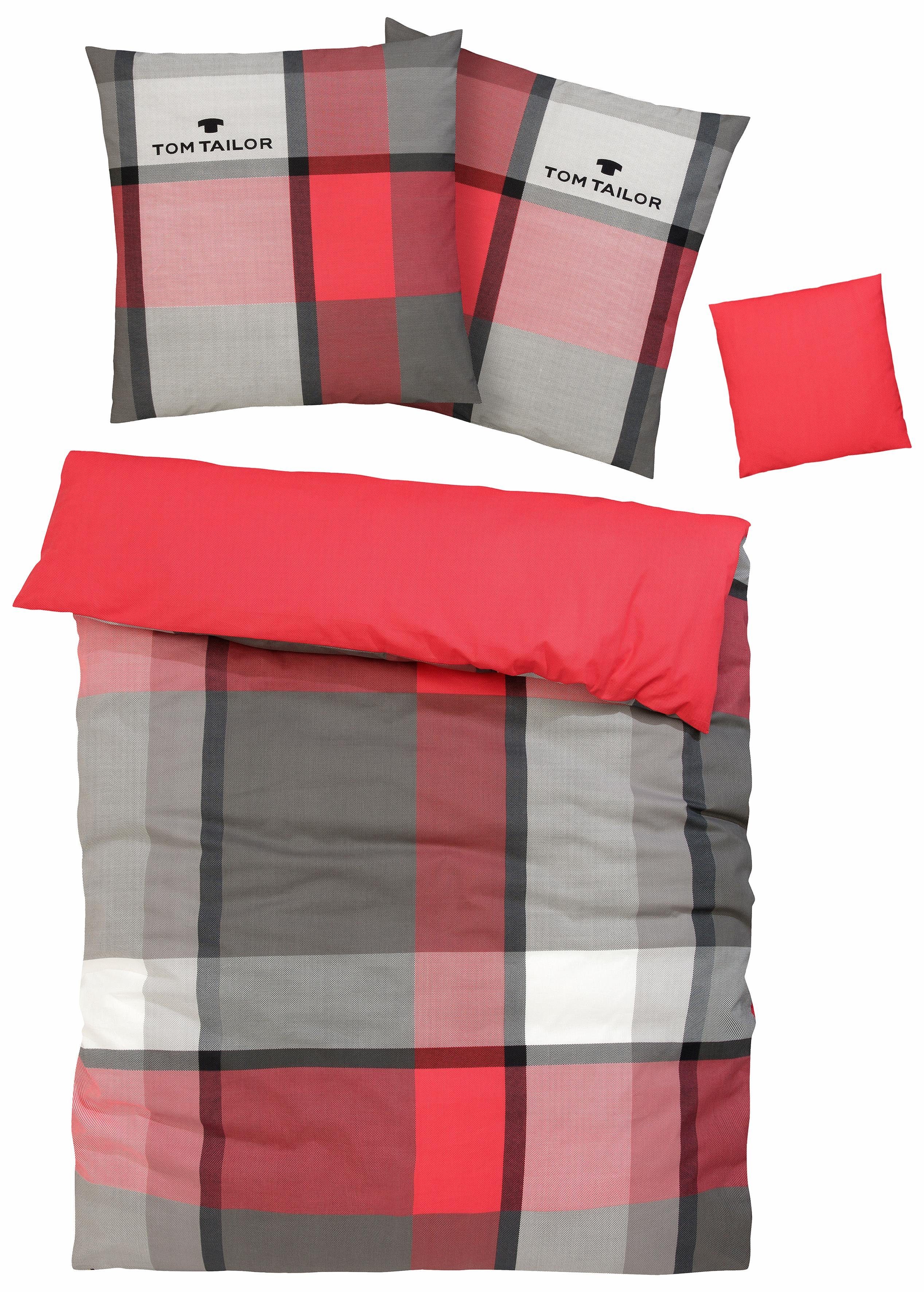 TOM TAILOR HOME Beddengoed Lenny in mt. 135x200 of 155x220 cm met gratis toevoeging: kussensloop, beschikbaar in biber en renforcé dekbedovertrekken
