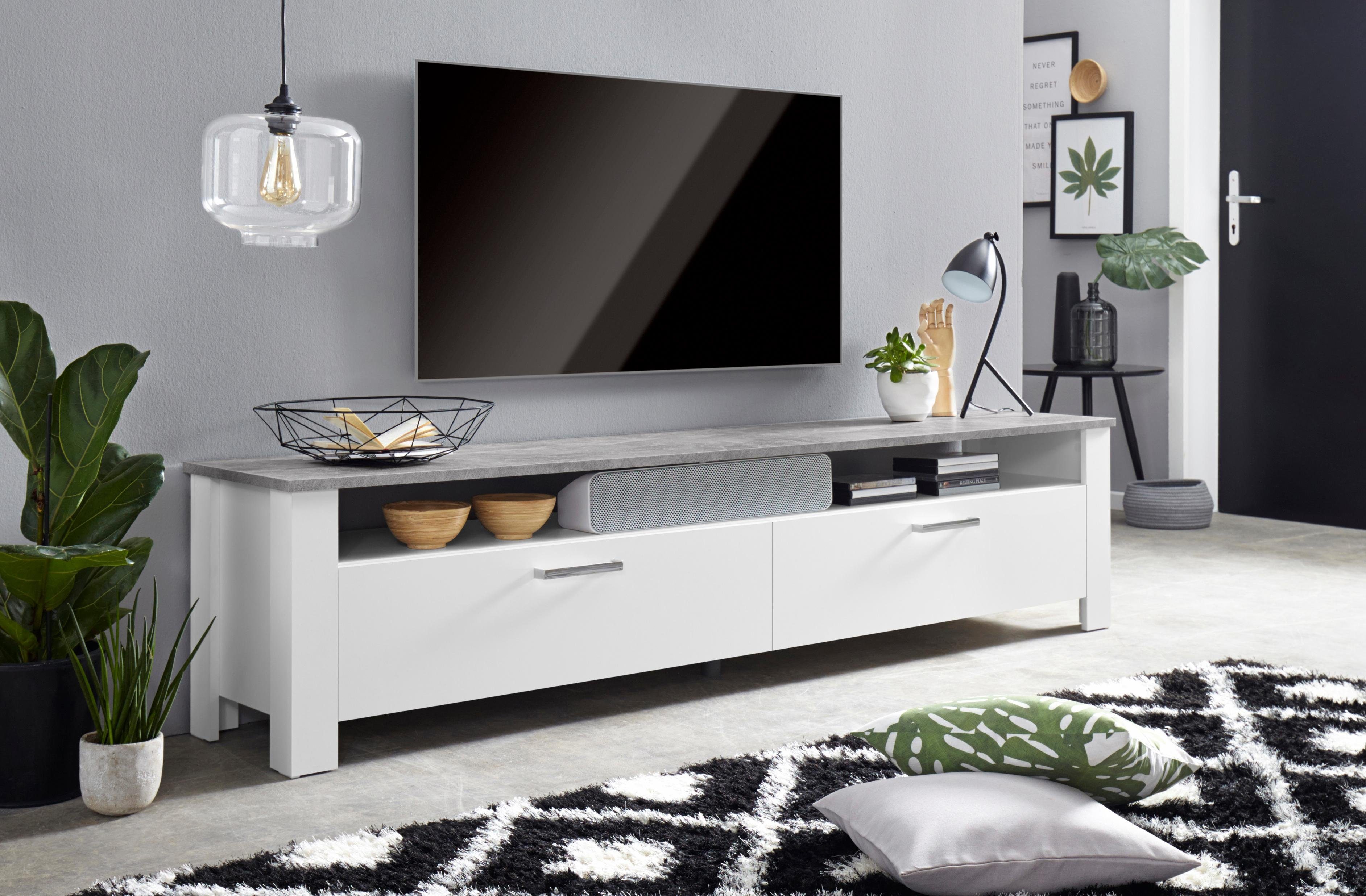 homexperts tv-meubel zabona breedte 200 cm grijs