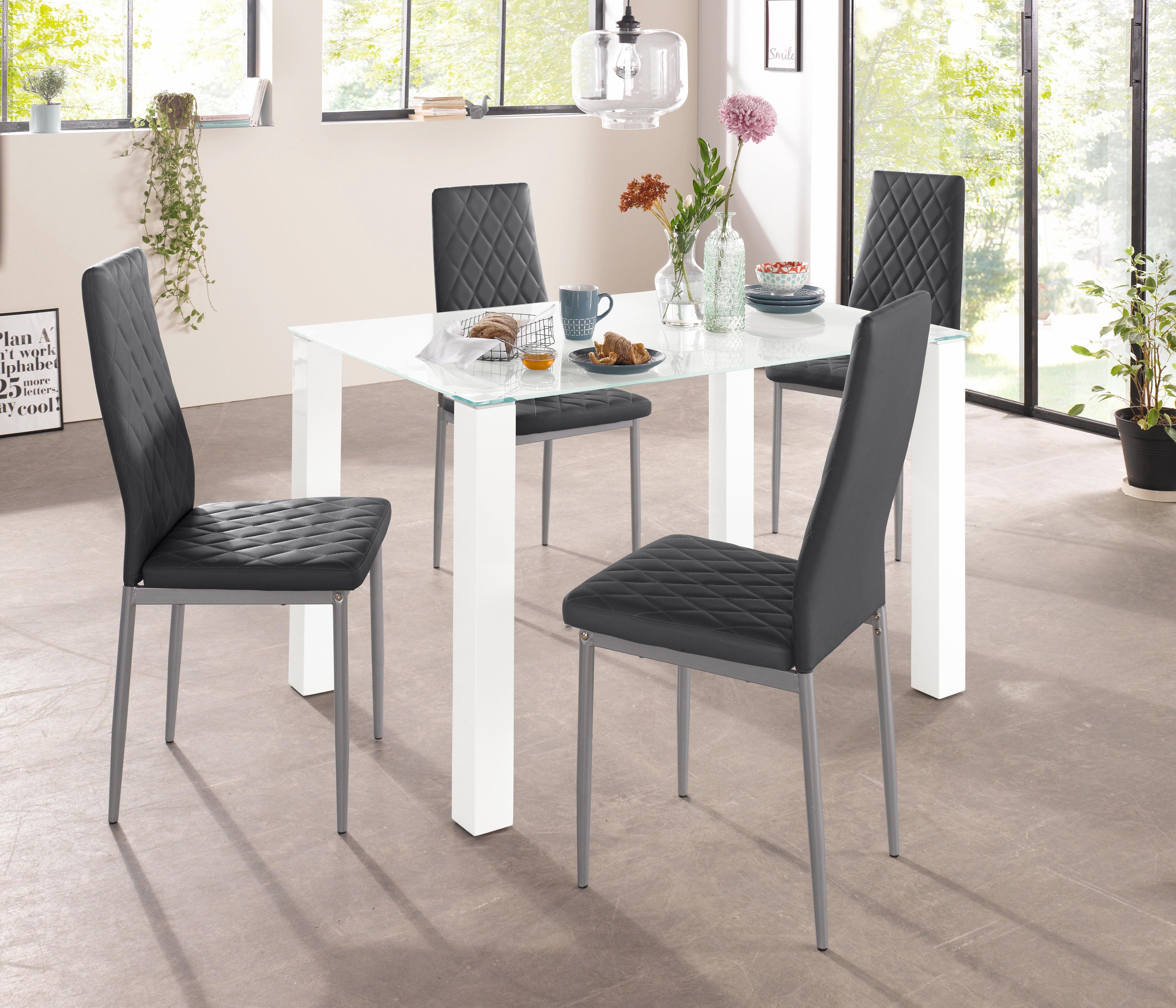 INOSIGN Eethoek met glazen tafel, breedte 120 cm (set, 5-delig)