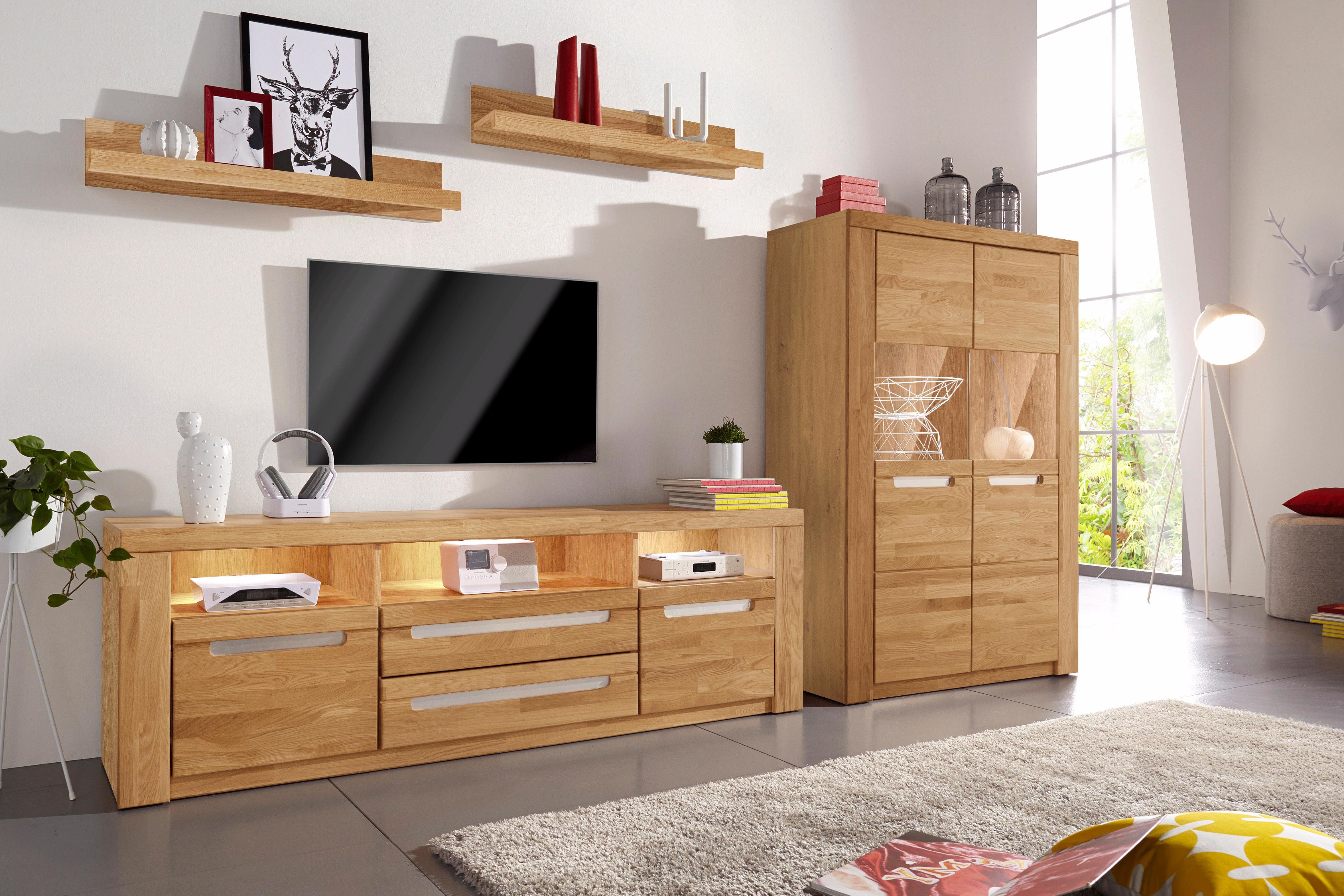 Home affaire Wandmeubel Kolding gedeeltelijk massief hout (set, 4-delig)