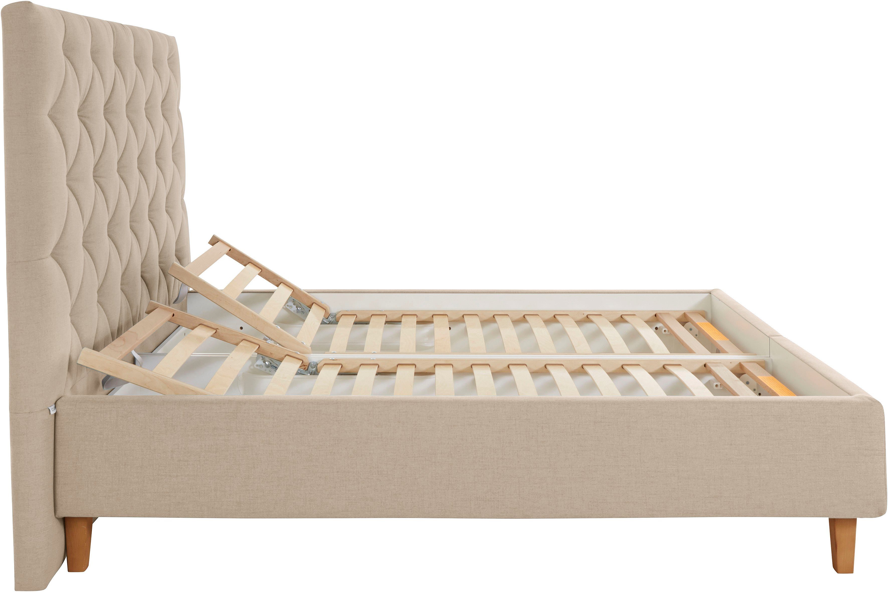 Guido Maria Kretschmer Home&Living Gestoffeerd bed Sunley 140 Kruisstiksel, hoofdbordhoogte 142 cm, zonder of met matras/lattenbodem