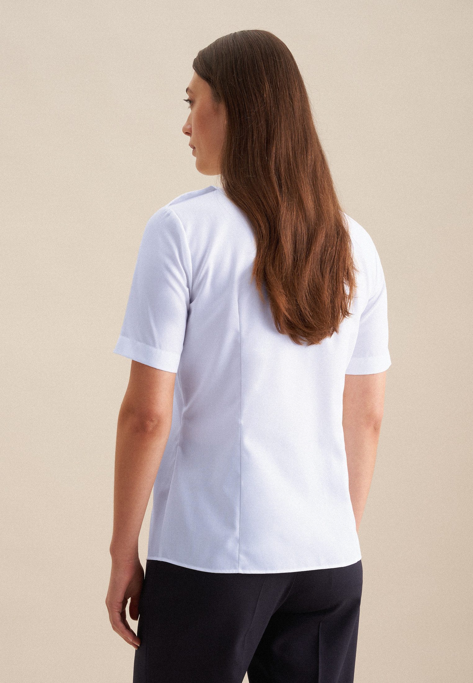 seidensticker Overhemdblouse Korte mouwen kraag uni