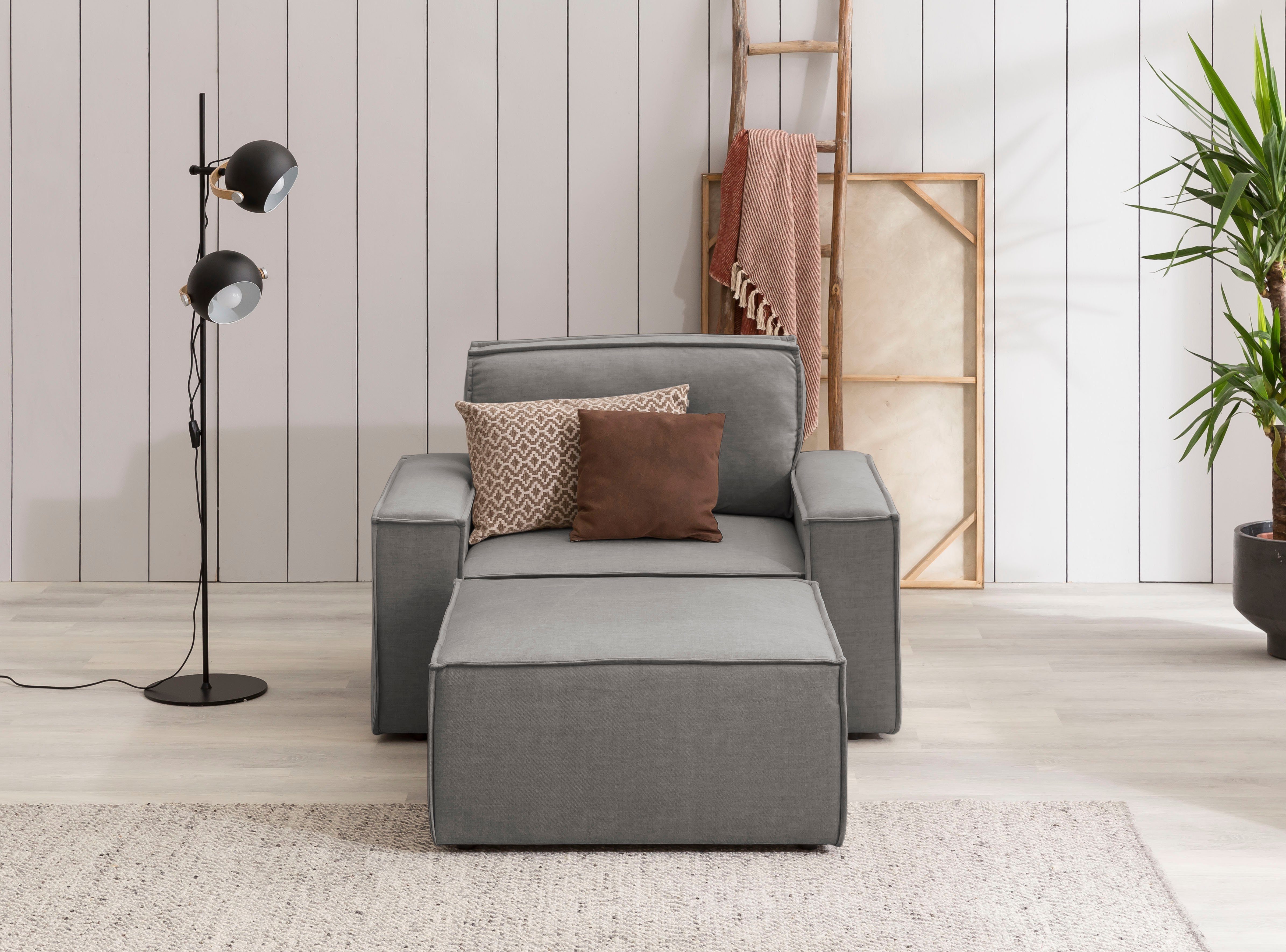 Home affaire Fauteuil Sherwood Loveseat en hocker als set, passend bij de bekleding-serie SHERWOOD