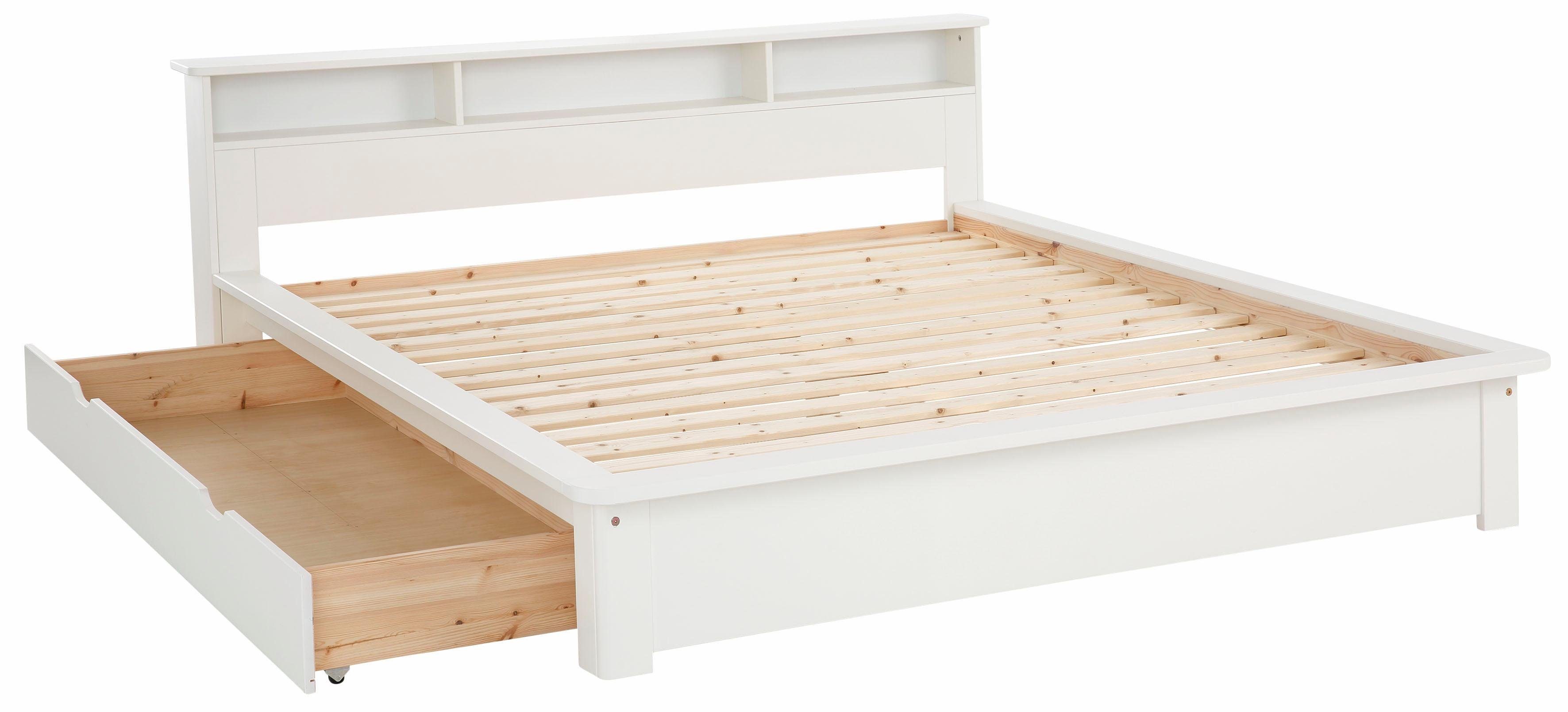 Home affaire Massief houten ledikant "KERO" BESTSELLER! Opbergruimte in het hoofdeinde gecertificeerd massief hout (grenen), optioneel met lade
