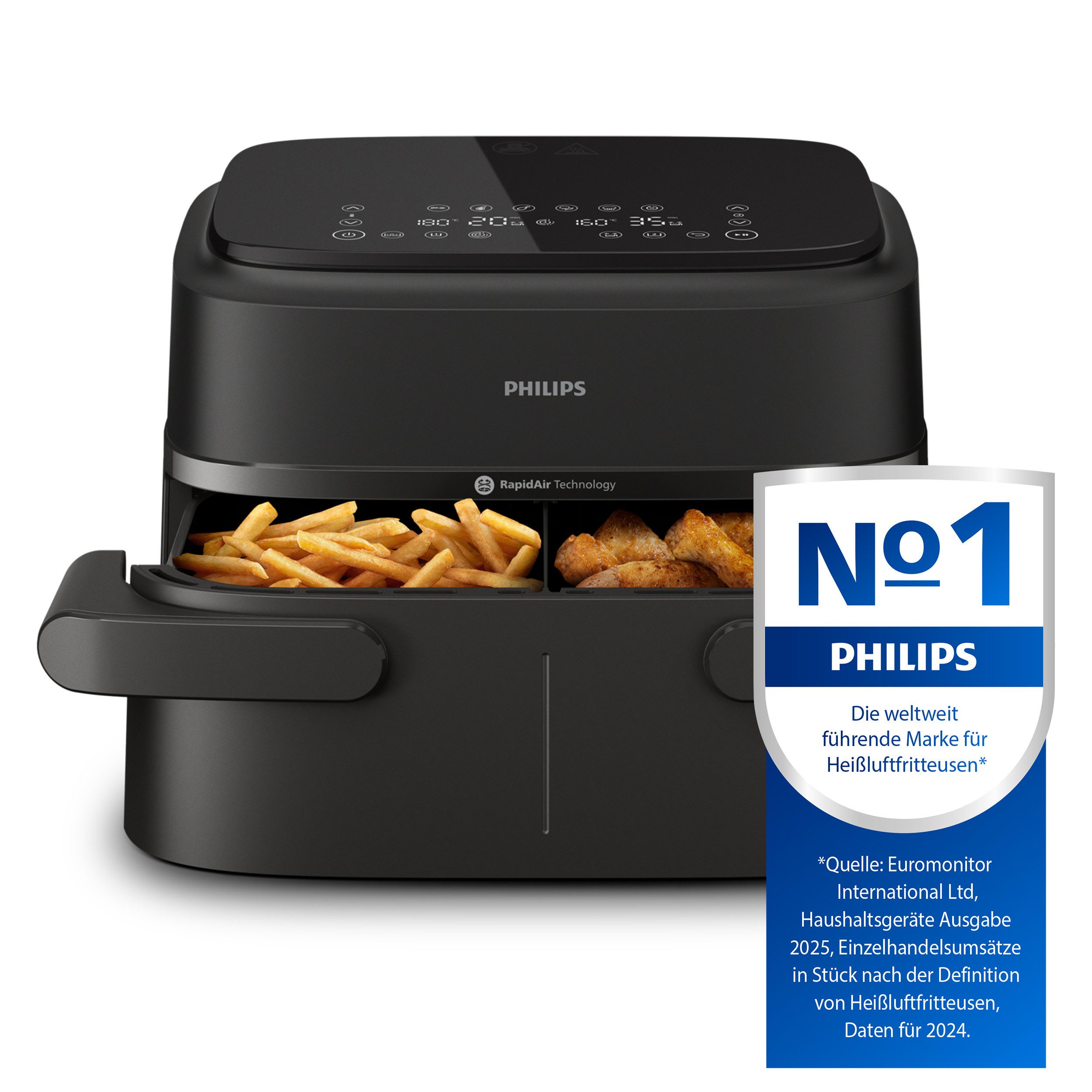 Philips Airfryer 1000 Flexible Basket NA150/00, zwei Körbe mit 7.1L