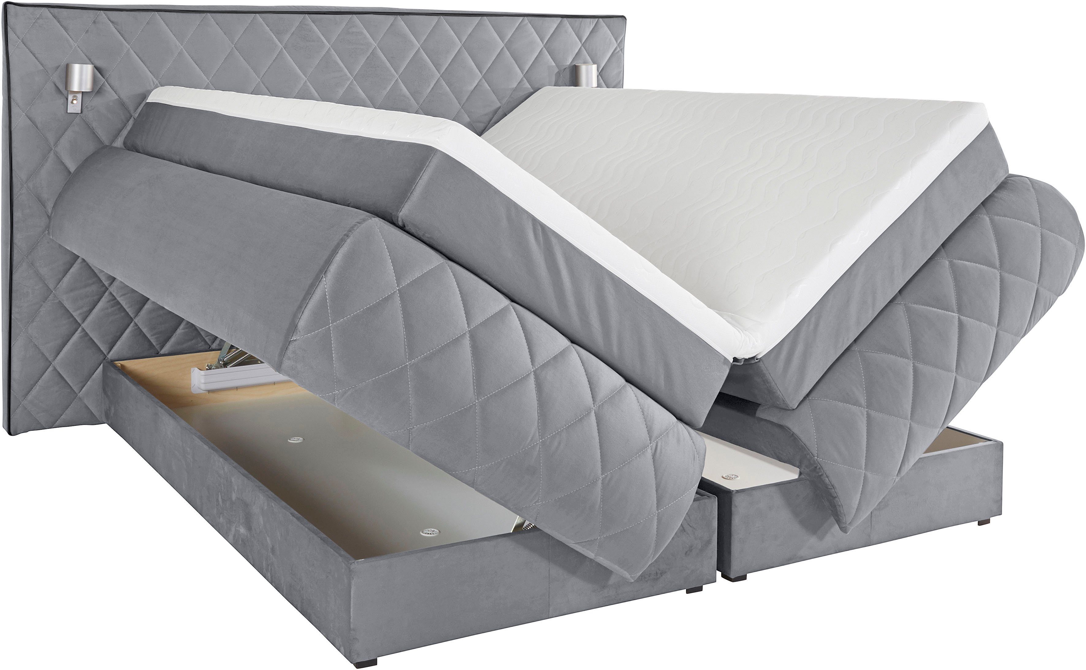 Places of Style Boxspring Alaric naar keuze met en zonder stralen, topmatras pocketvering