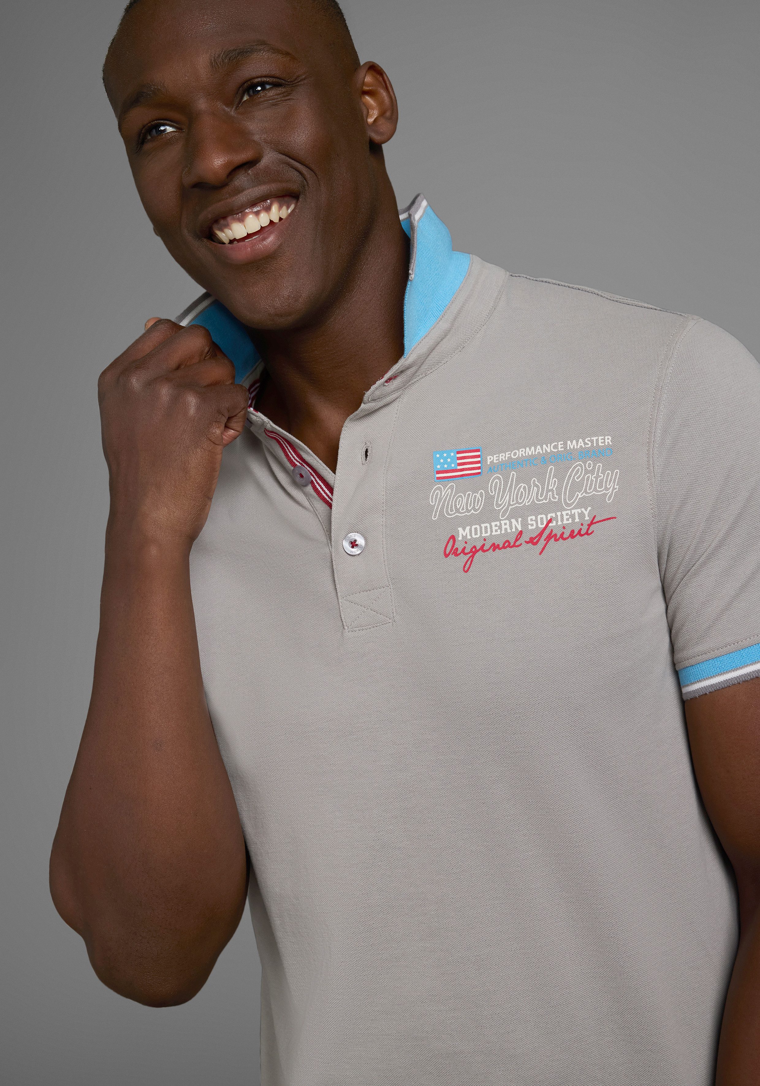 Man's World Poloshirt Korte mouwen, casual pasvorm, bedrukt, polokraag