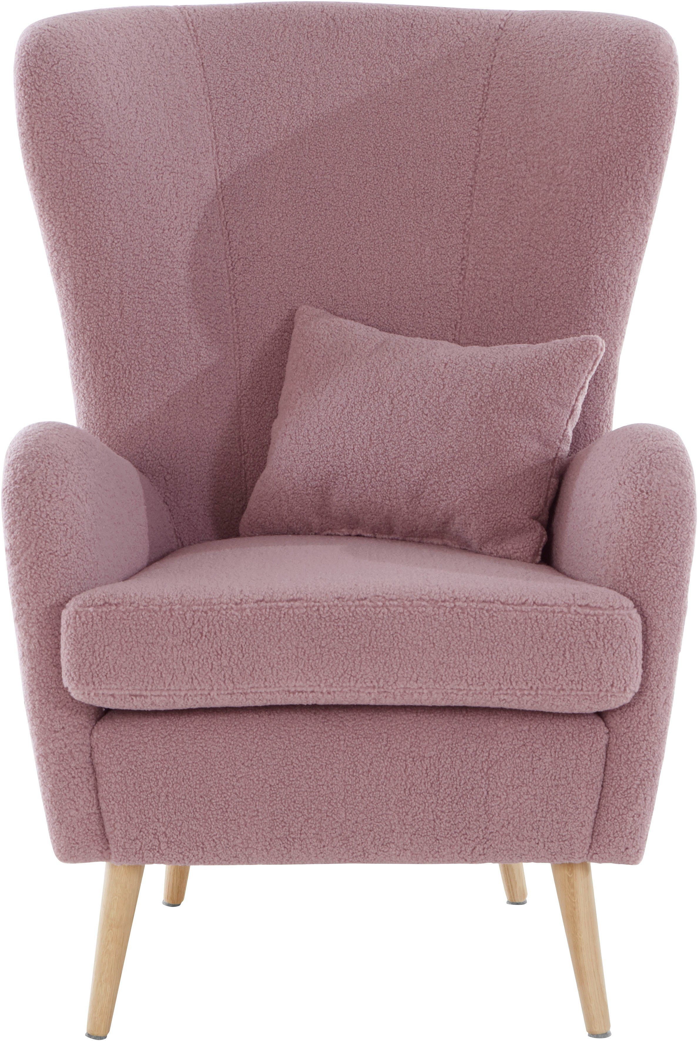 Guido Maria Kretschmer Home&Living Fauteuil Sallito, TV-stoel, oorfauteuil met Hocker, in veel stofkwaliteiten, ook in fluweelcord fauteuils roze