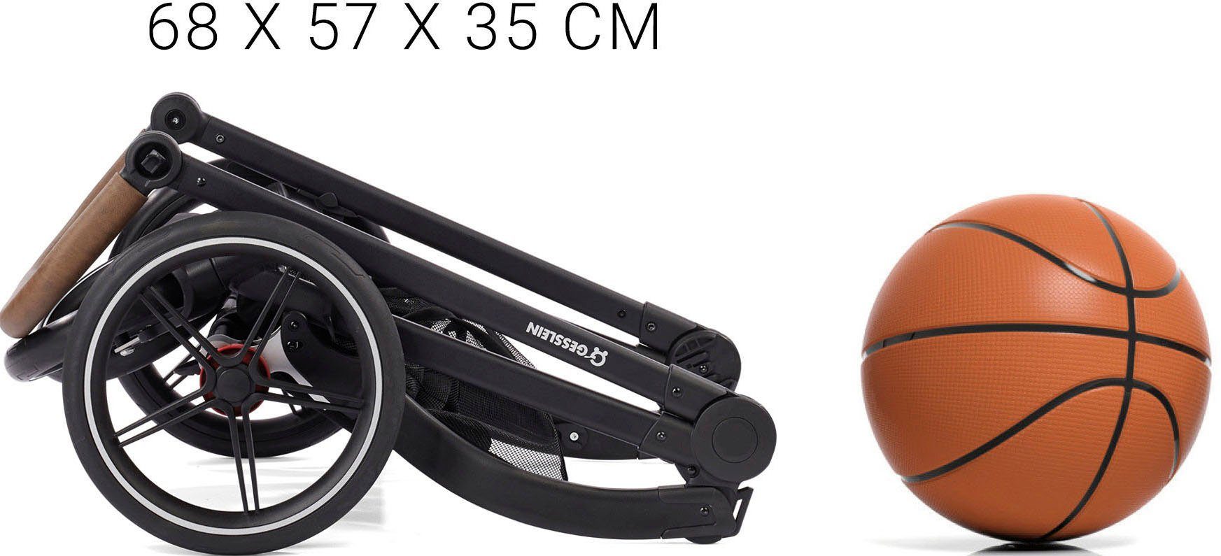 Gesslein Combi-kinderwagen FX4 Soft+ met opzetstuk Life, zwart/tabak, zand