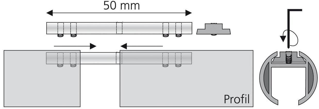 Liedeco Verbinding voor 28 mm binnenrails met 6 mm rail (1 stuk)
