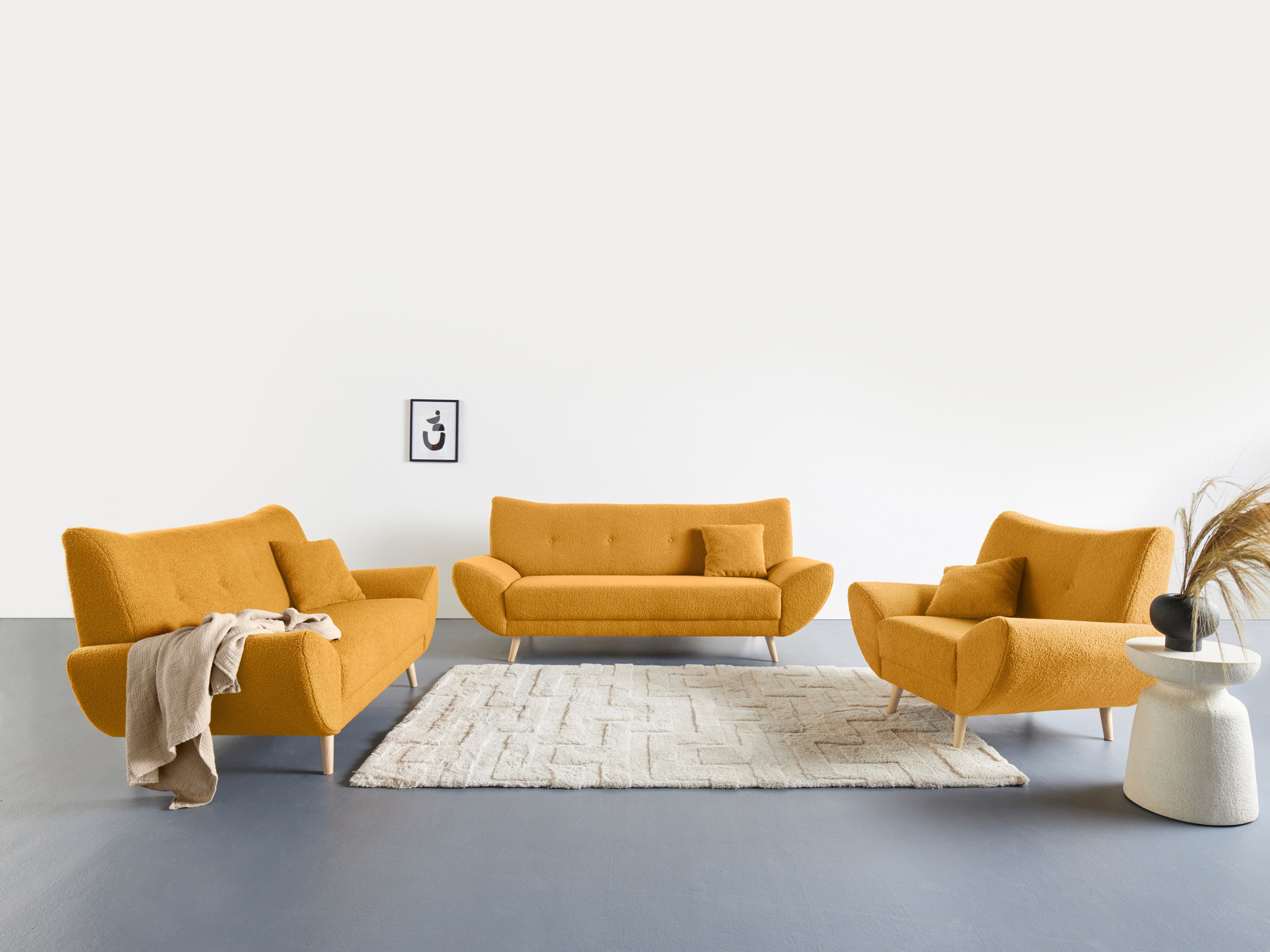 Home affaire Zithoek BASTA Comfortabele golfvering (3-delig) geel, zithoeken