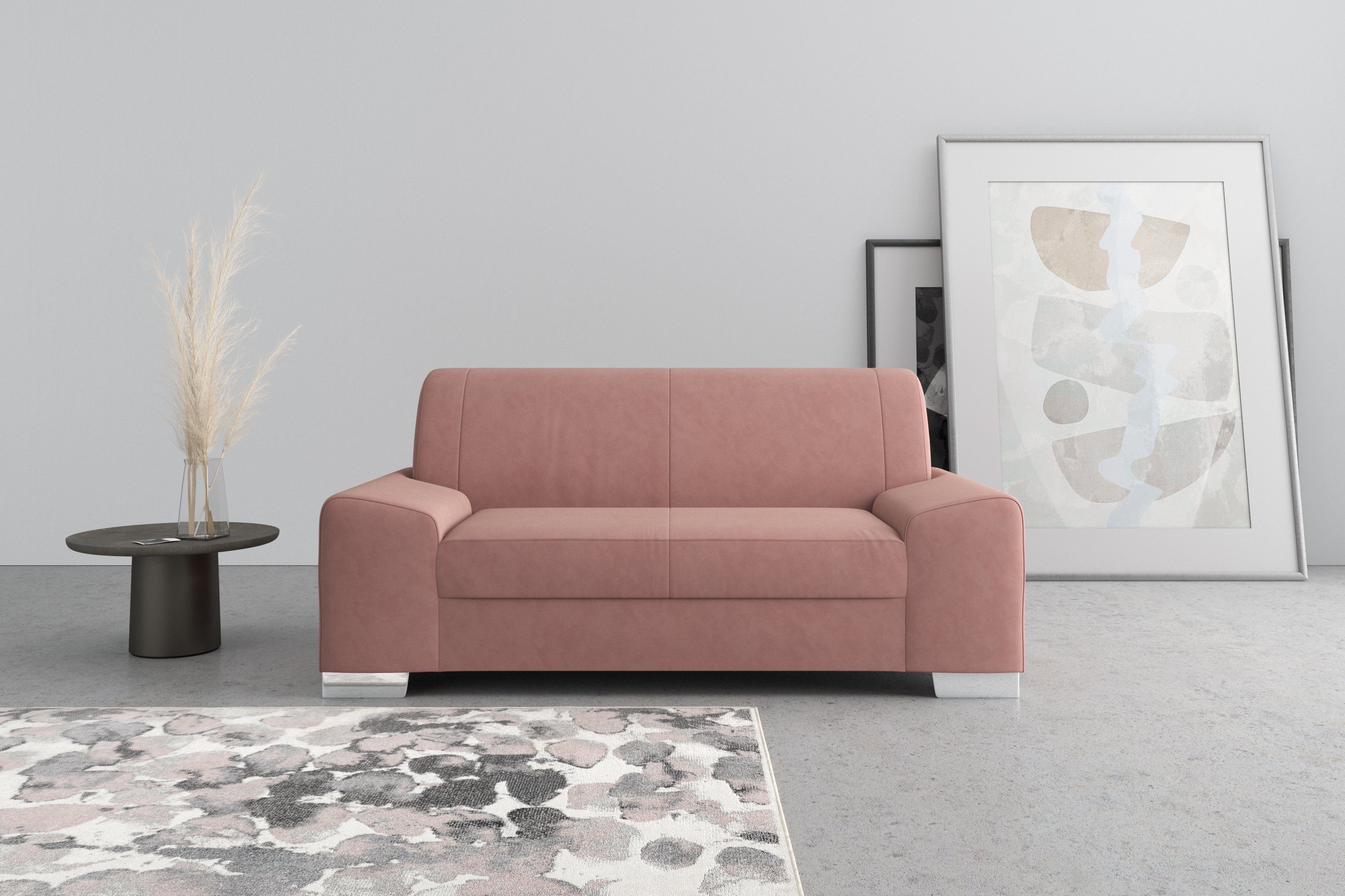DOMO collection 2-zitsbank Anzio optioneel met veerkern paars, 2-zitsbanken, 184 cm
