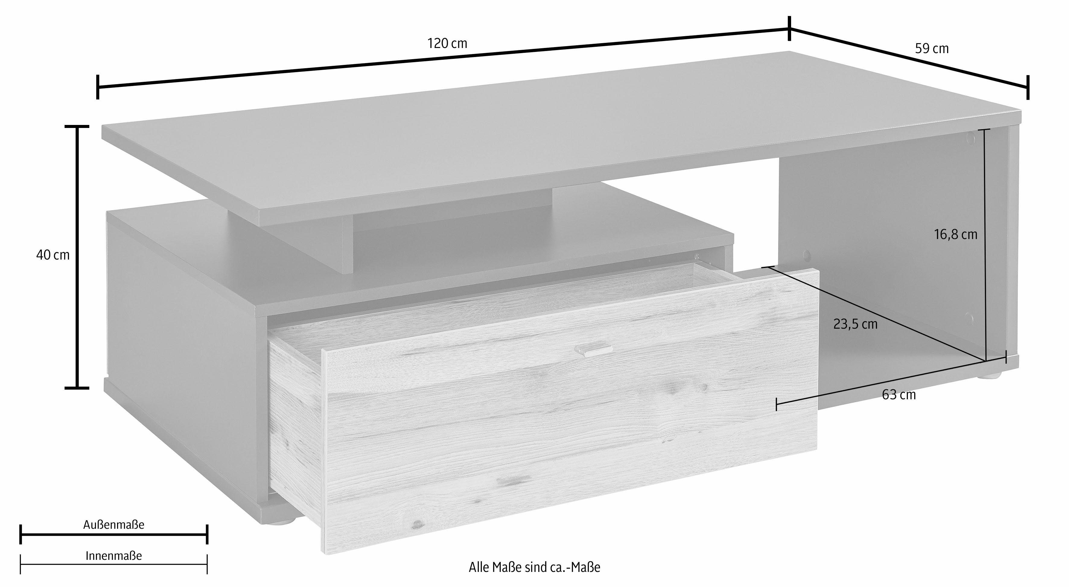 FORTE Salontafel Como Salontafel, lade, soft close, B/H/D 120/40,2/59 cm
