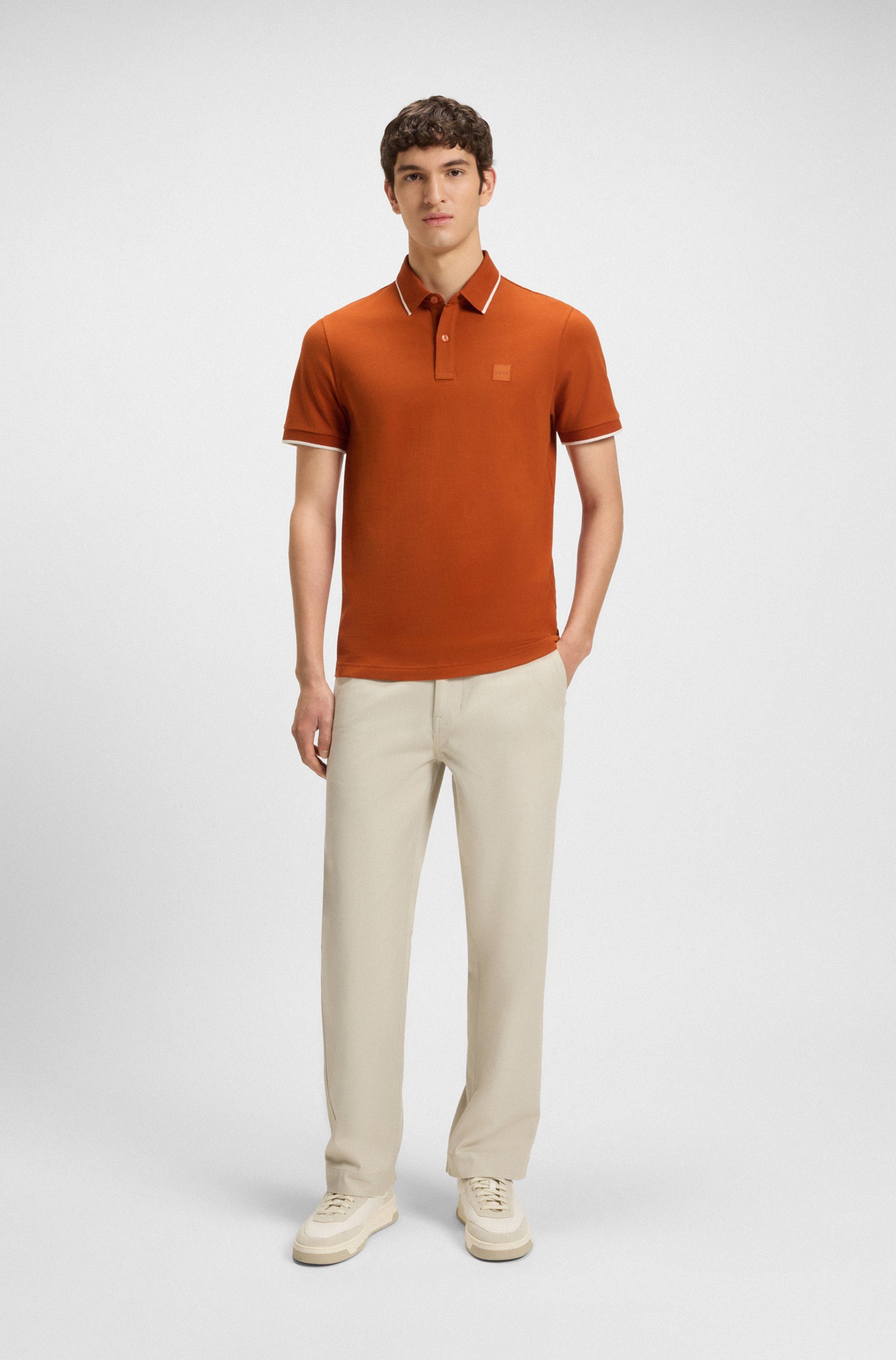 Boss Orange Poloshirt Passertip met boss badge