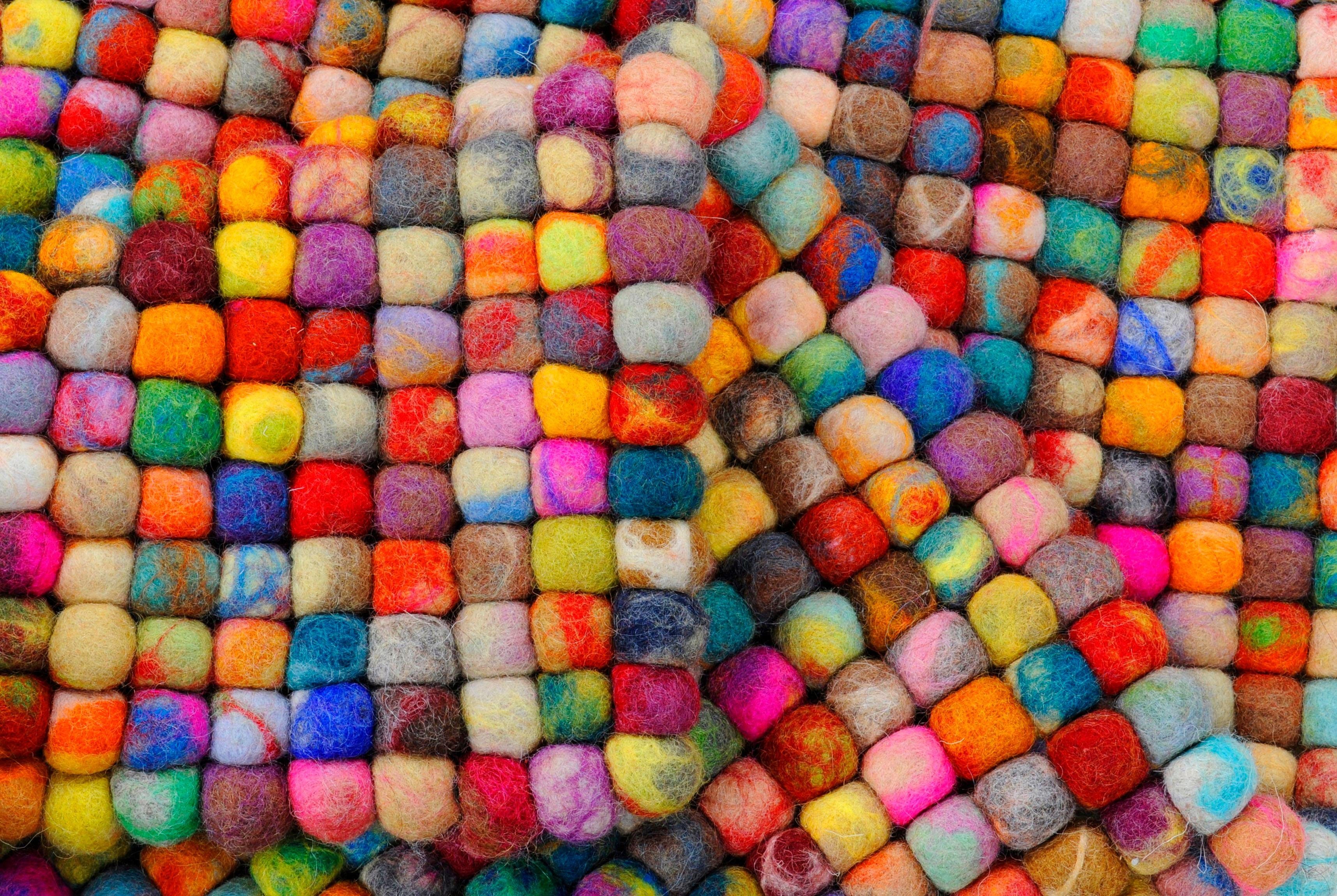 THEKO Wollen kleed Felty 2.2 Viltbolletjes-vloerkleed, zuivere wol, met de hand gemaakt