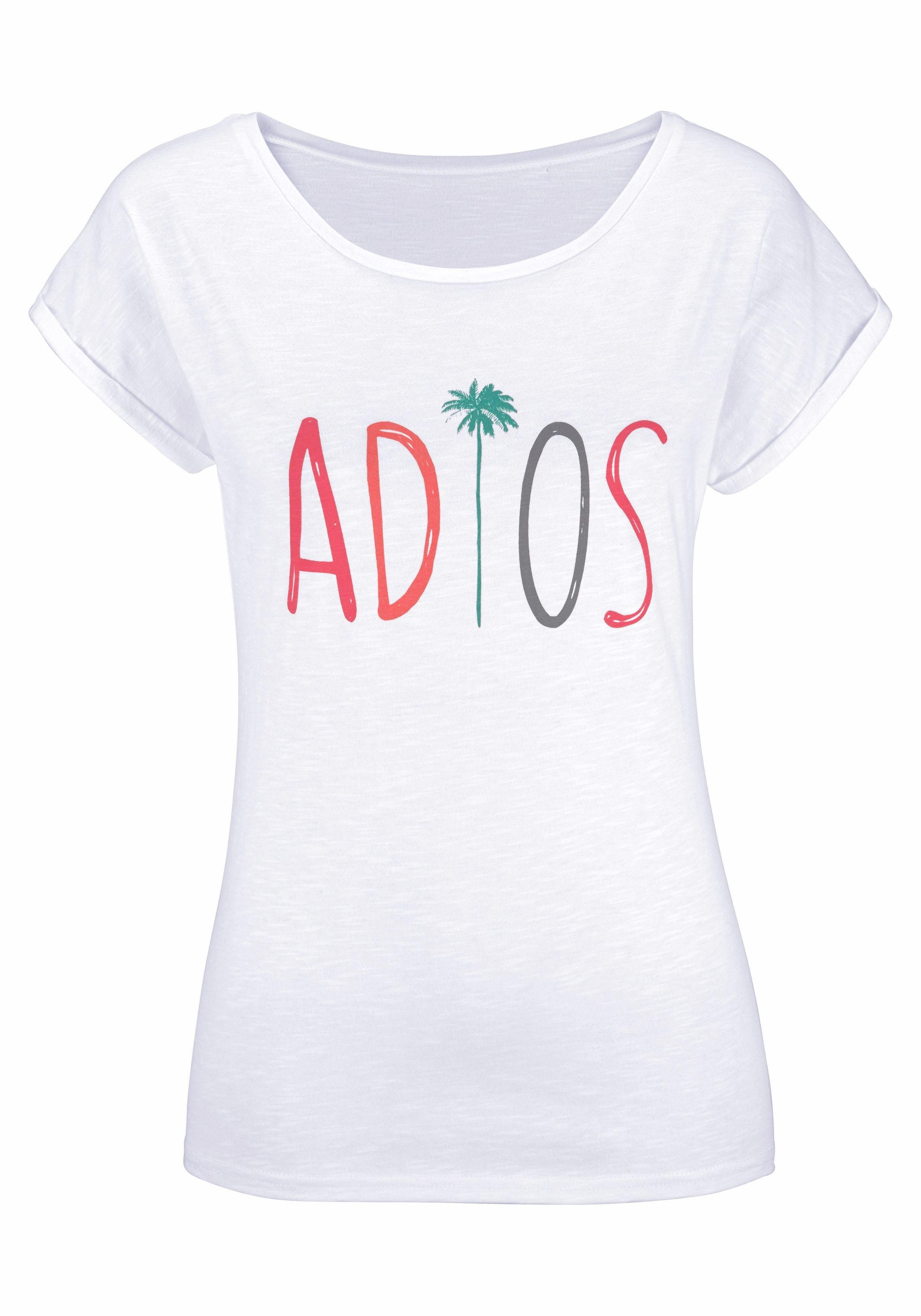 Beachtime T-shirt Met frontprint "Adios" in een zachte katoenkwaliteit