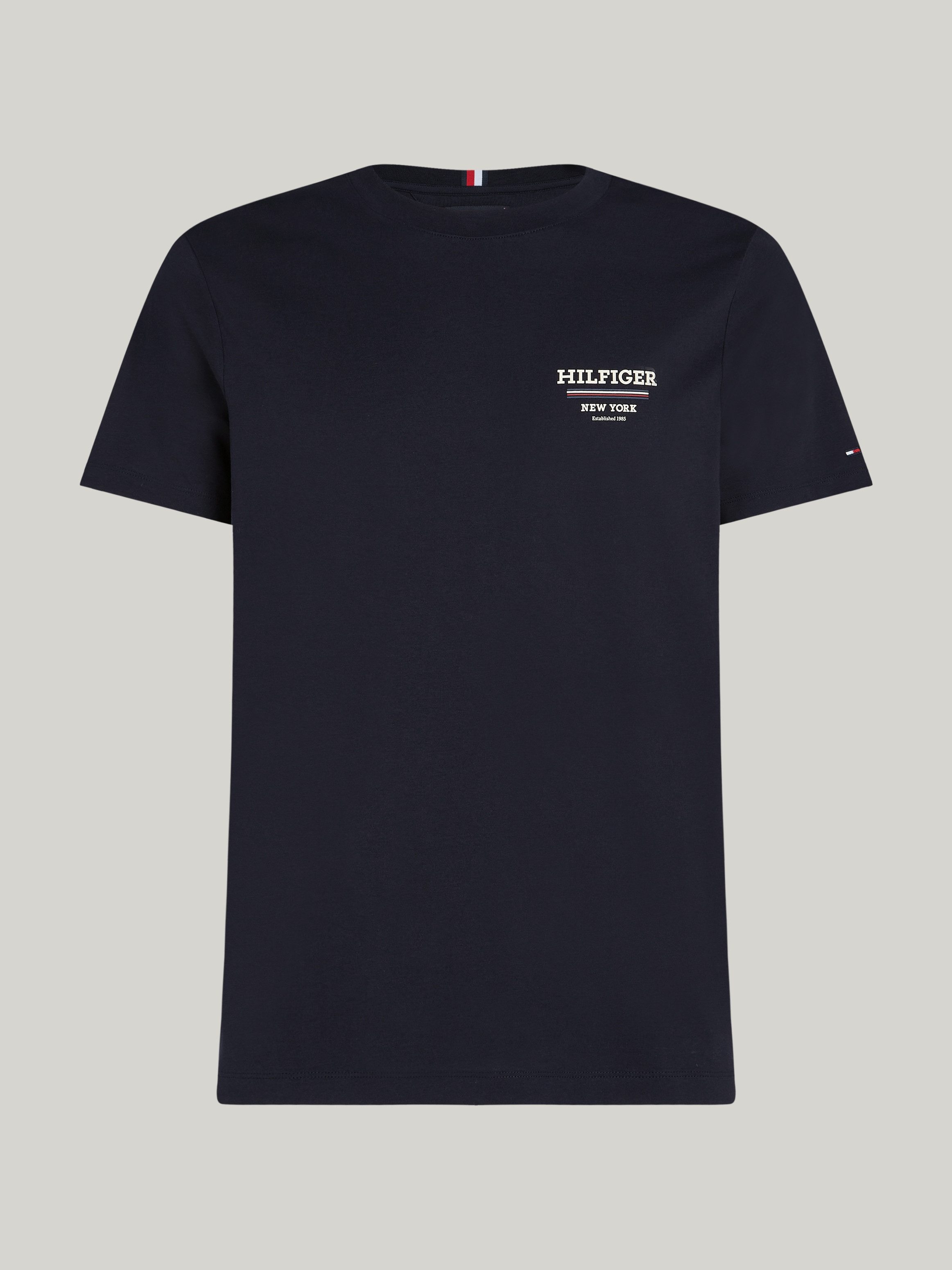 Tommy Hilfiger T-shirt HILFIGER GLOBAL STRIPE TEE contrastkleurige print op de borst