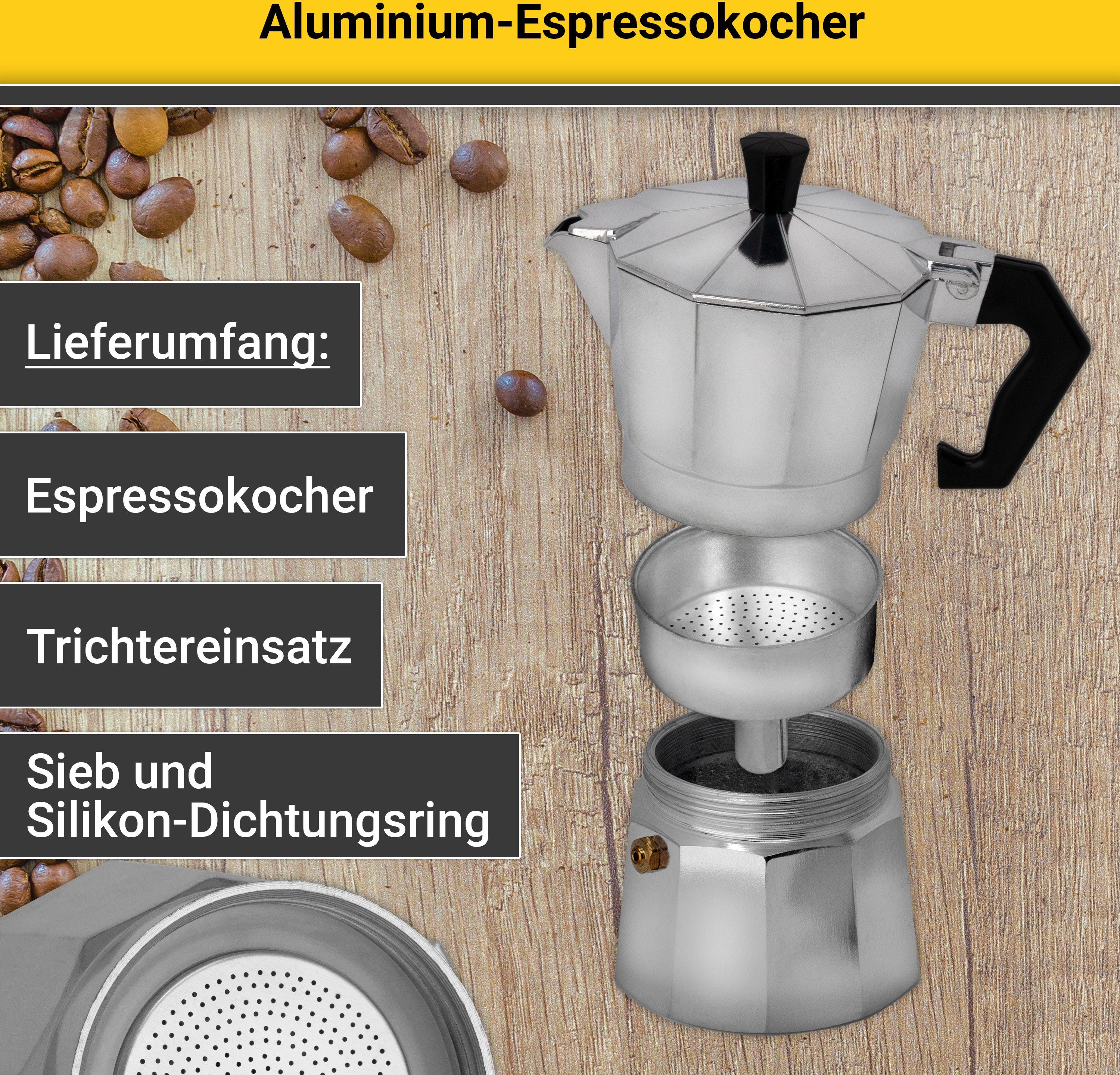 Krüger Espressomachine Italiano traditioneel italiaans, van aluminium, met silicone-afsluitring