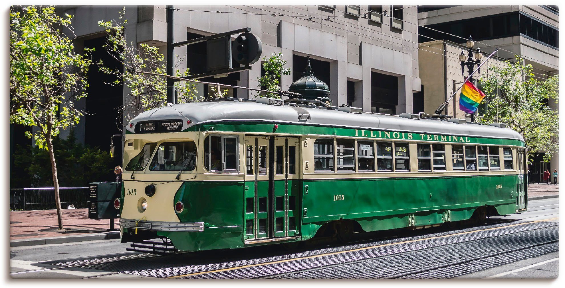 Artland Artprint Historische tram in San Francisco in vele afmetingen & productsoorten - artprint van aluminium / artprint voor buiten, artprint op linnen, poster, muursticker / wa