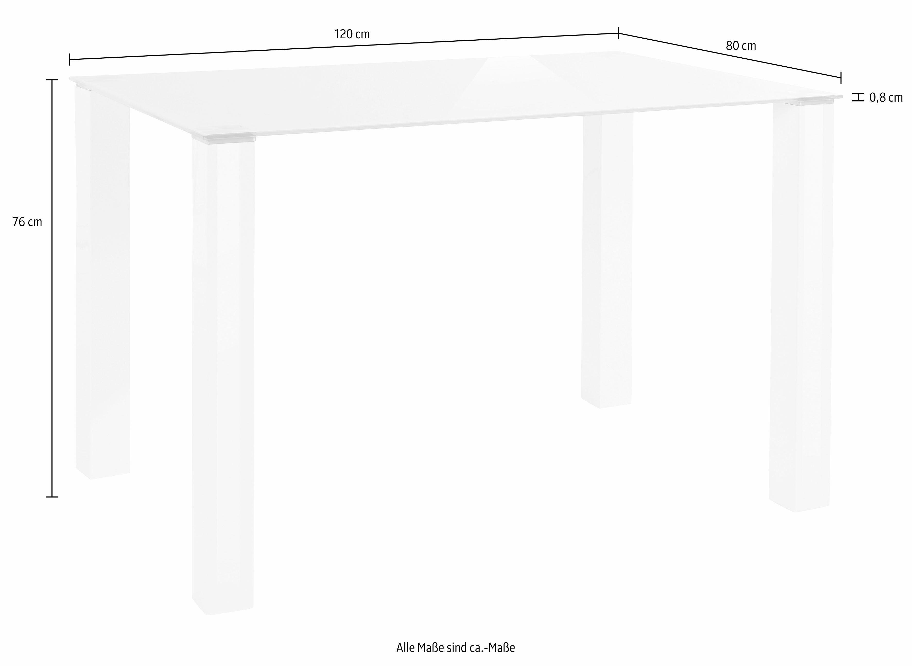 INOSIGN Eethoek met glazen tafel, breedte 120 cm (set, 5-delig)