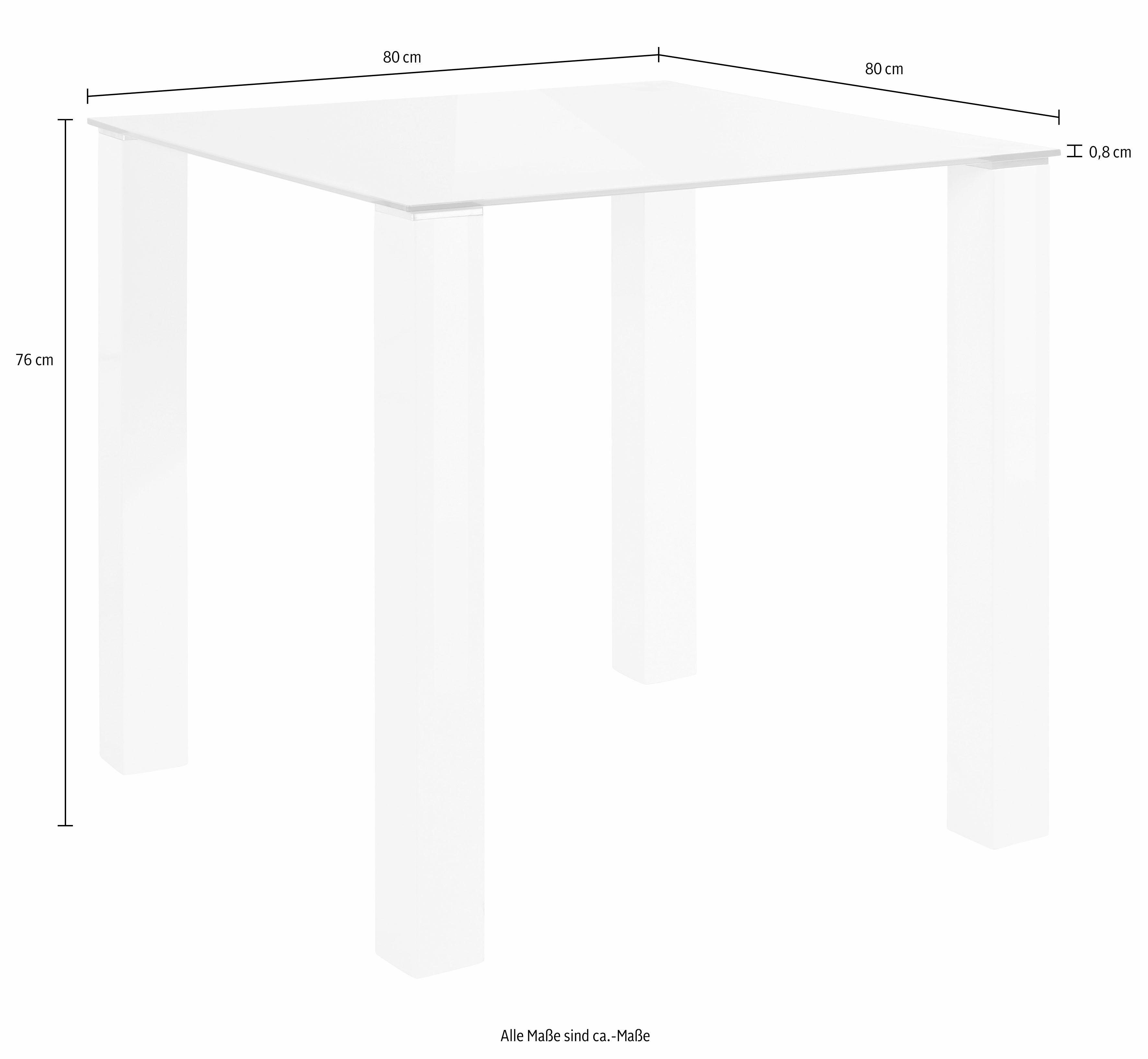 INOSIGN Eethoek met glazen tafel, breedte 80 cm (set, 5-delig)