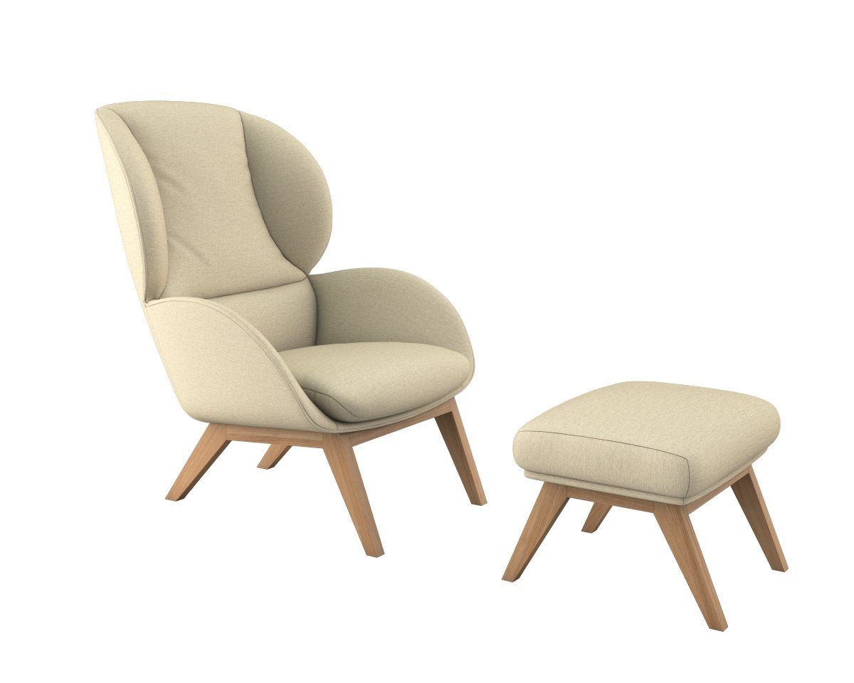 FLEXLUX Hocker Adria Eiken poot, voetenbank/poef voor oorfauteuil