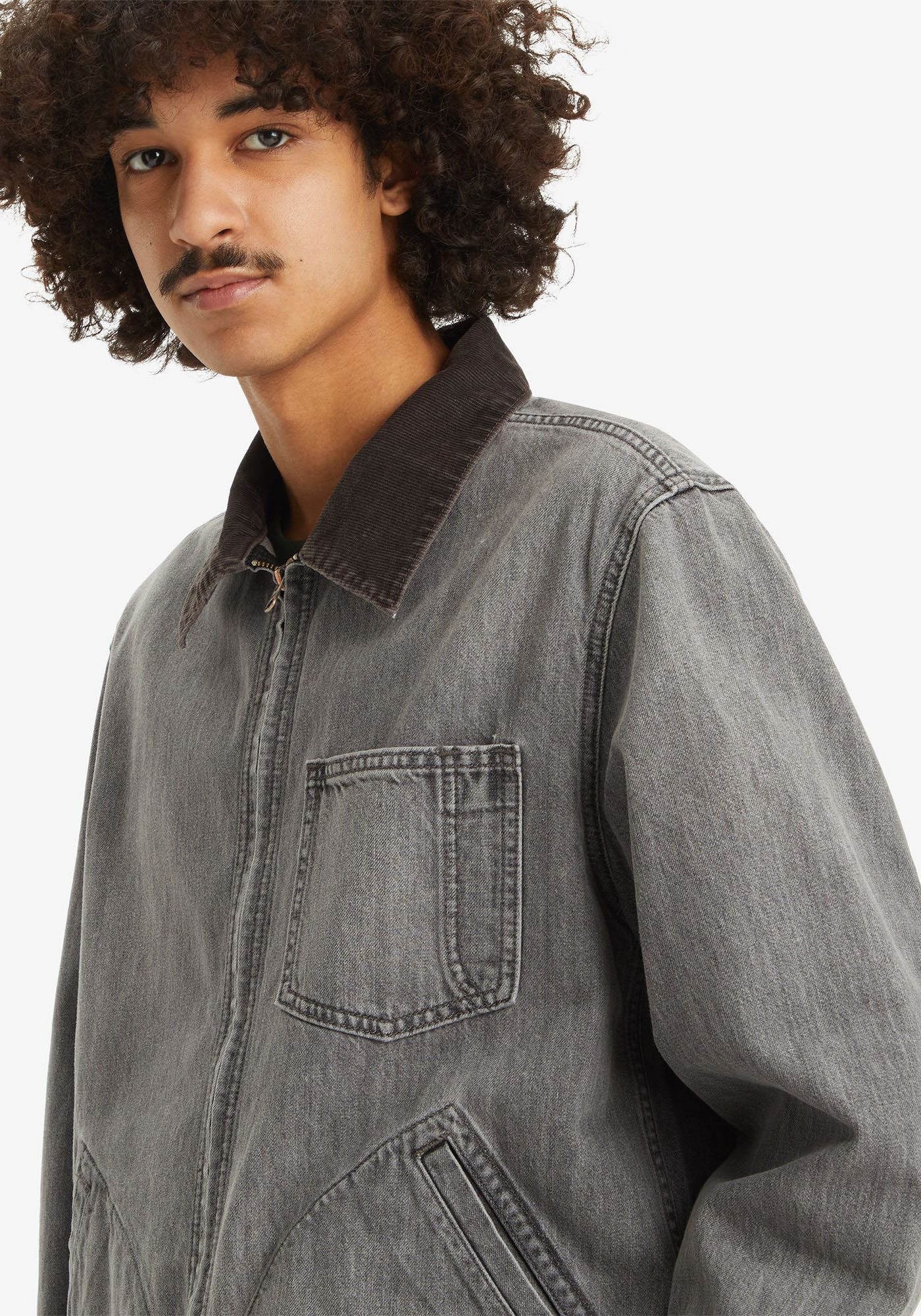Levi's® Jeansjack FULL ZIP MECHANICS TRKR met rits en kraag met cord-inzet