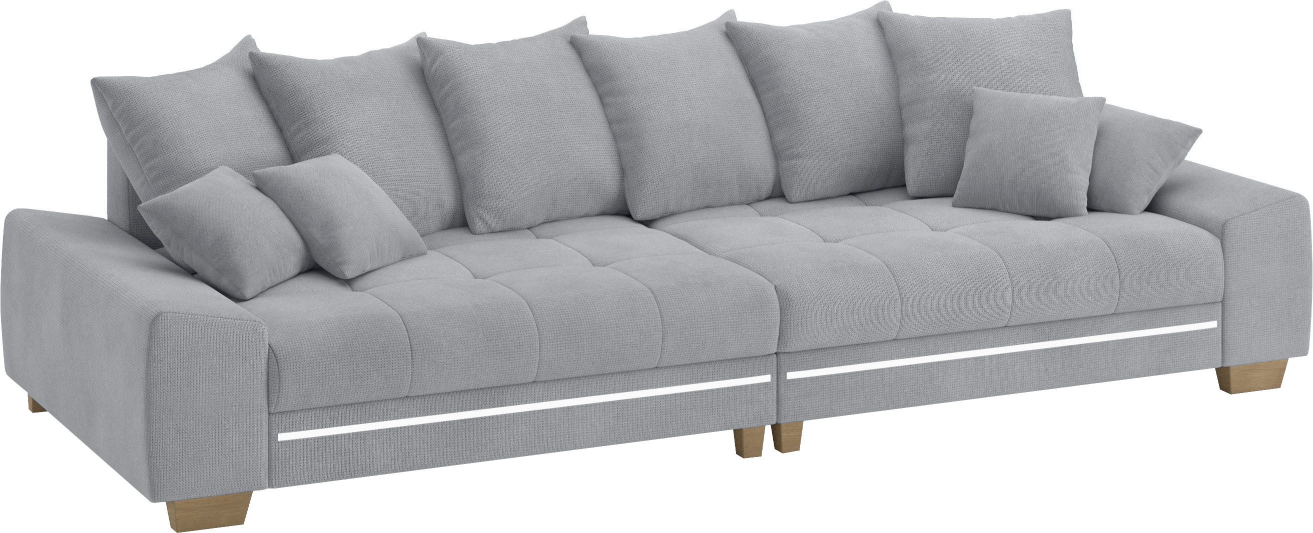 Mr. Couch Megabank Nikita II met rgb-led-verlichting, koudschuim bekleding tot 140 kg belastbaar grijs, xxl banken, 300 cm
