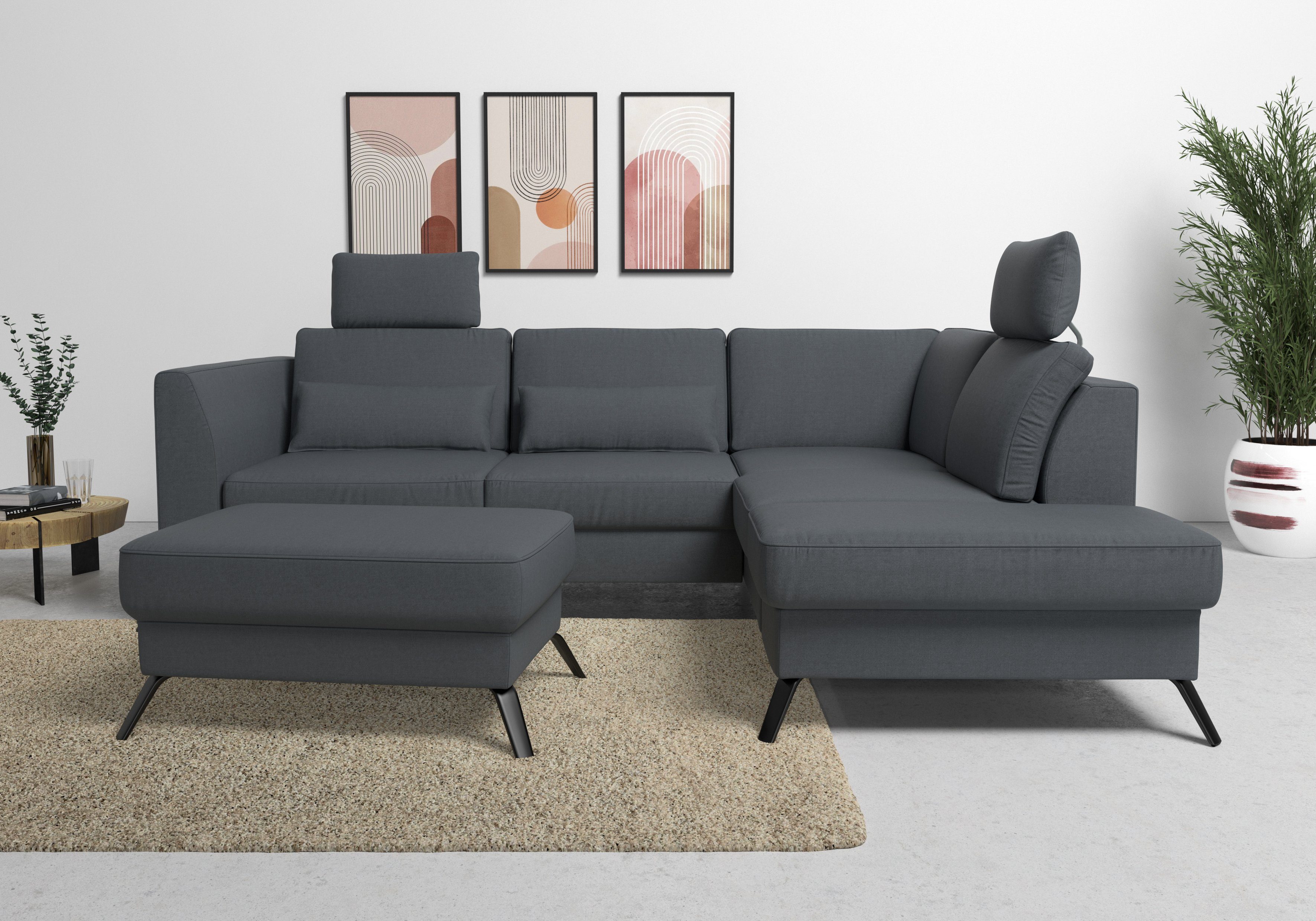 sit&more Hoekbank Olsen L-vorm inclusief zitdiepteverstelling, naar keuze met slaapfunctie, 15 cm hoog